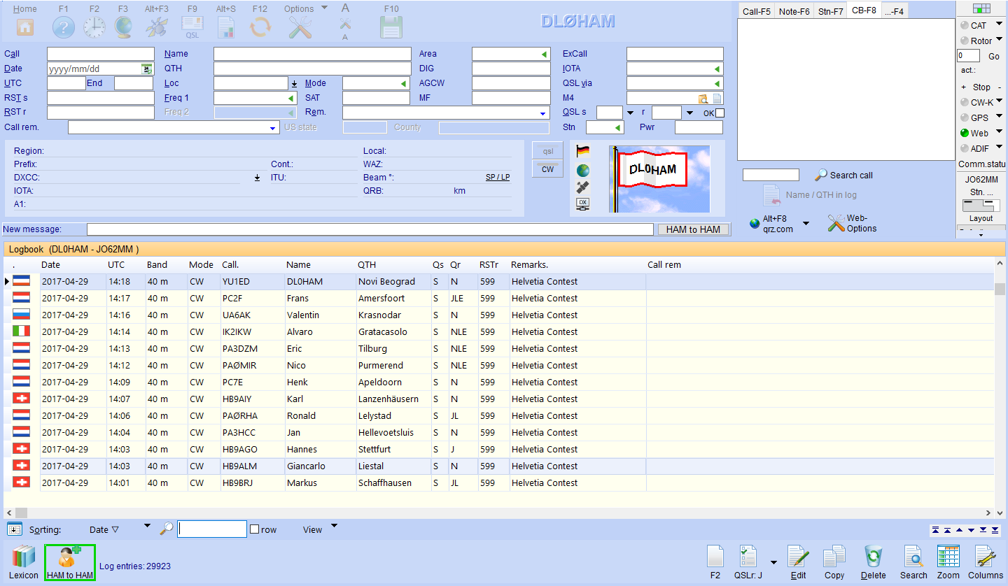 qso input standard view hamoffice my logbook