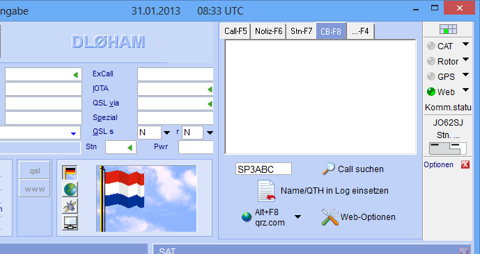 Optionenleiste im QSO-Eingabefenster