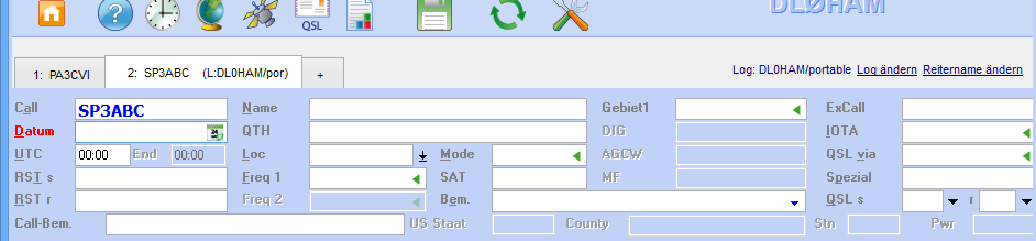 Reiter im QSO-Eingabefenster