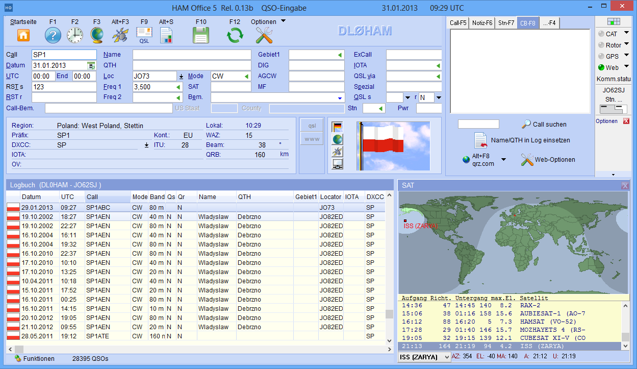 QSO-Eingabe Anpassung der Liste