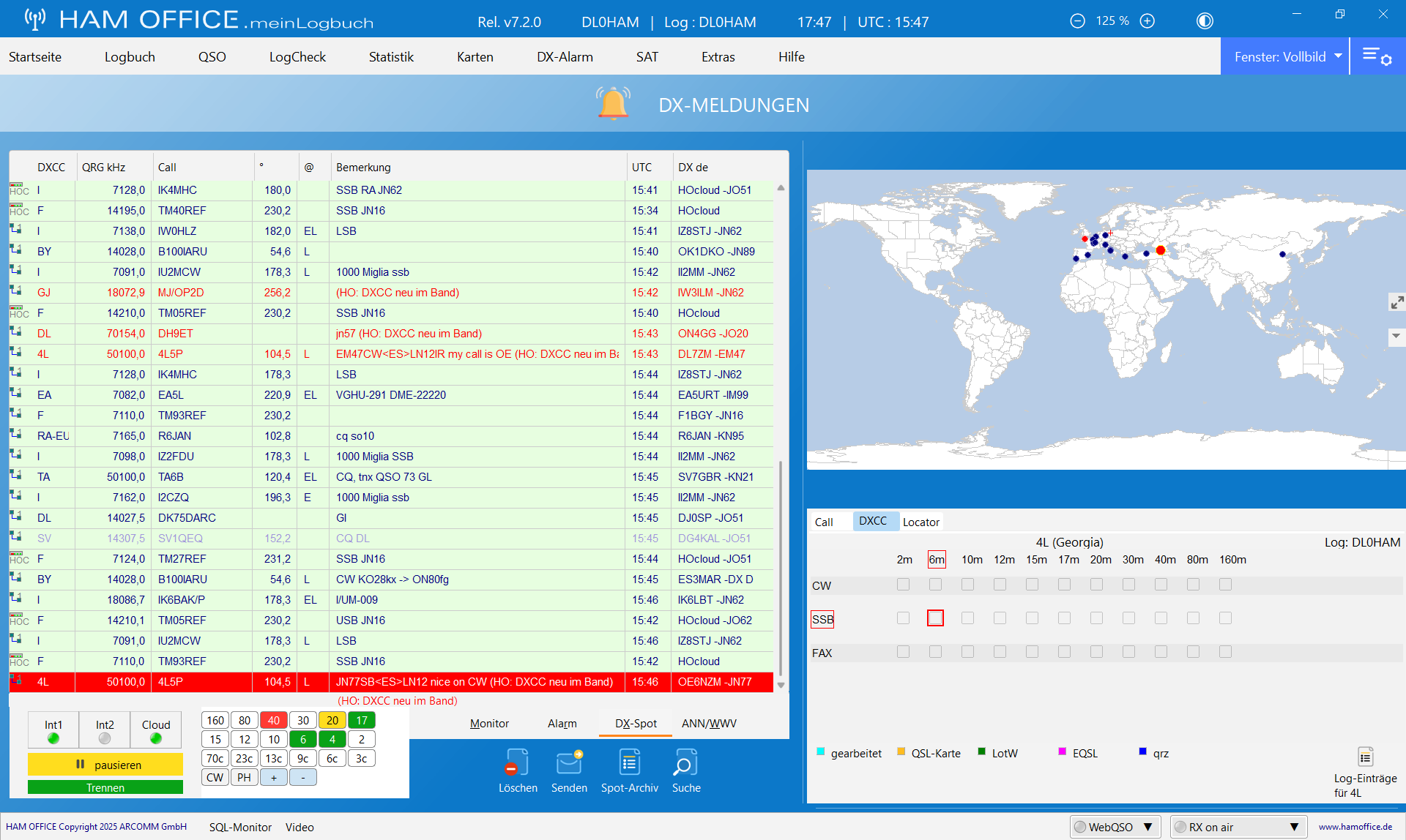 dx-cluster dx-spot-anzeige hamoffice mein amateurfunk logbuch