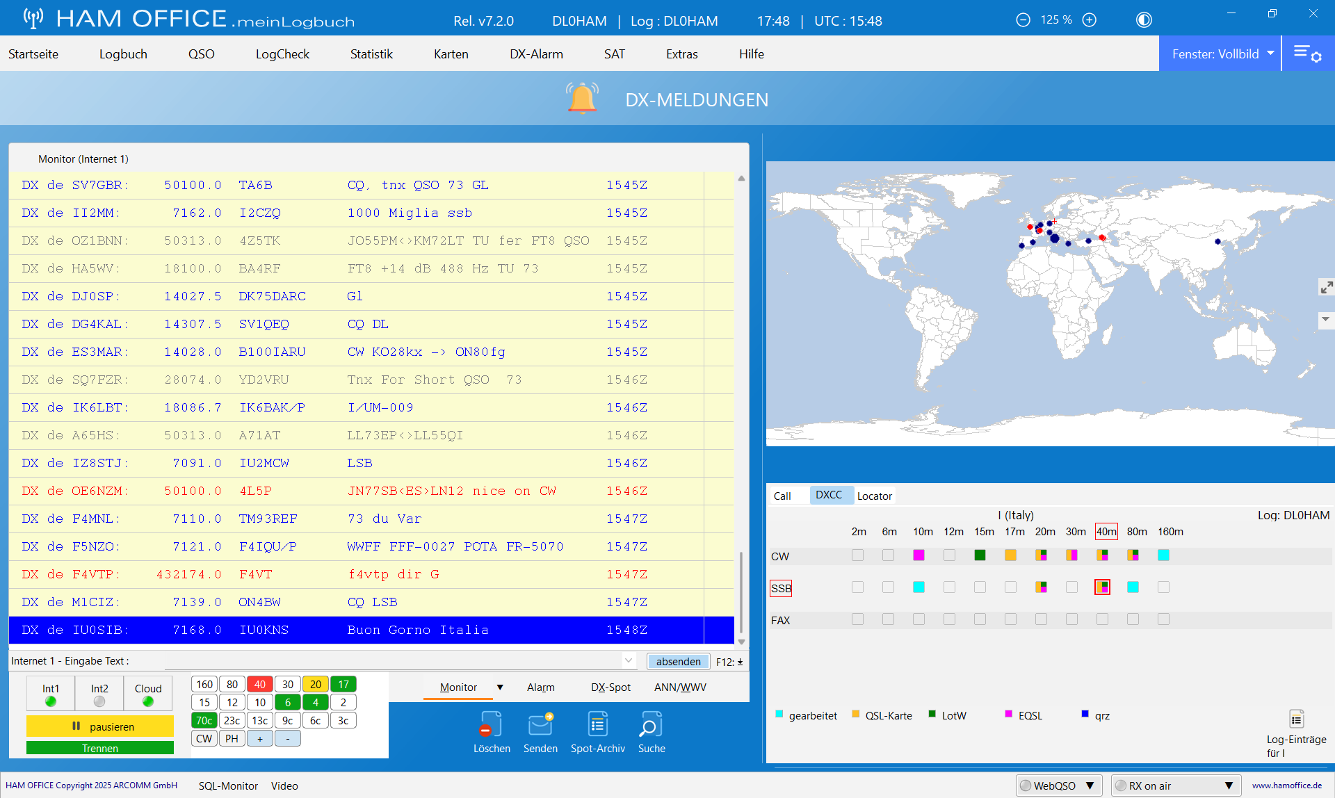 dx-cluster tx-fenster hamoffice mein amateurfunk logbuch