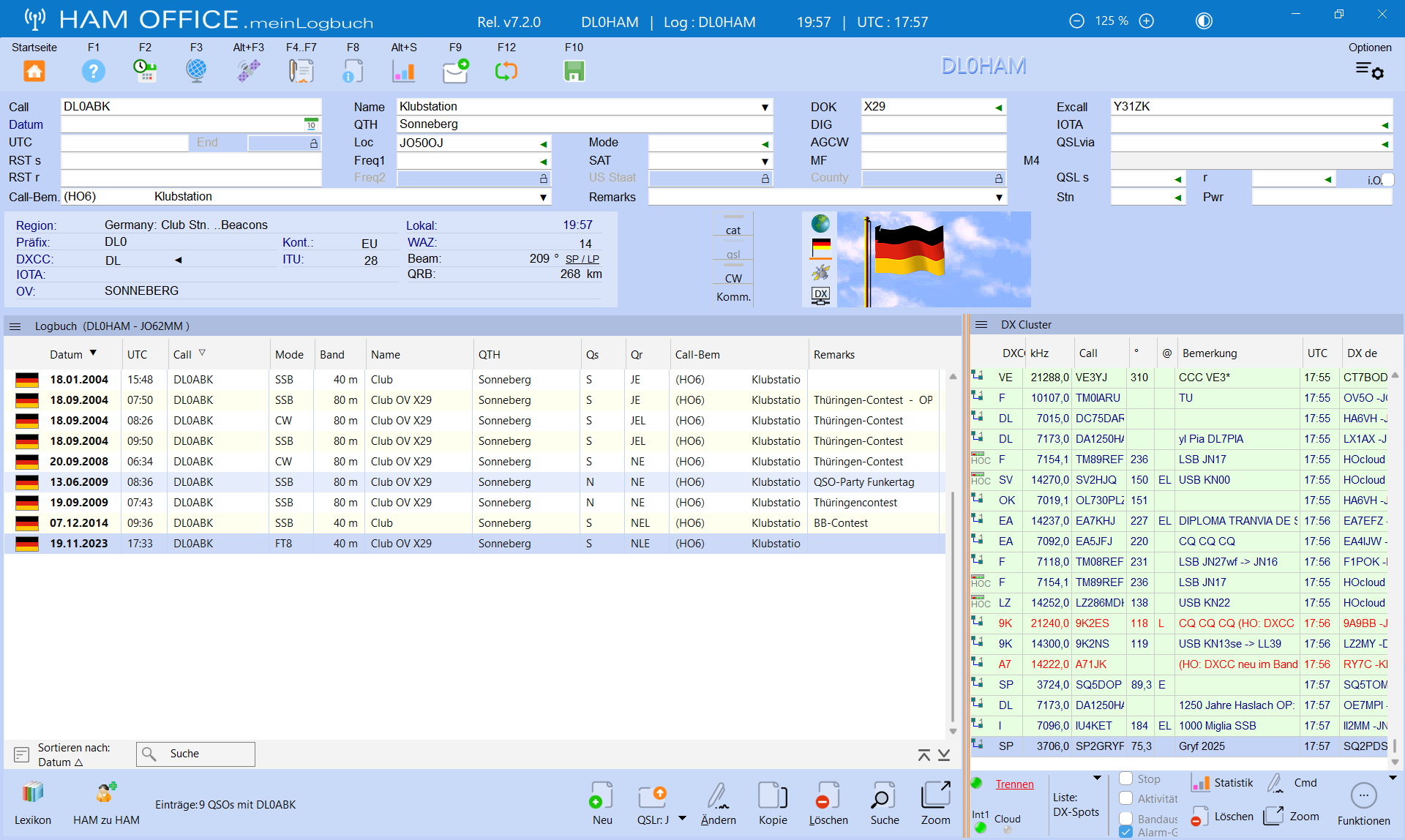 qso-eingabe mit dx-cluster hamoffice mein amateurfunk logbuch