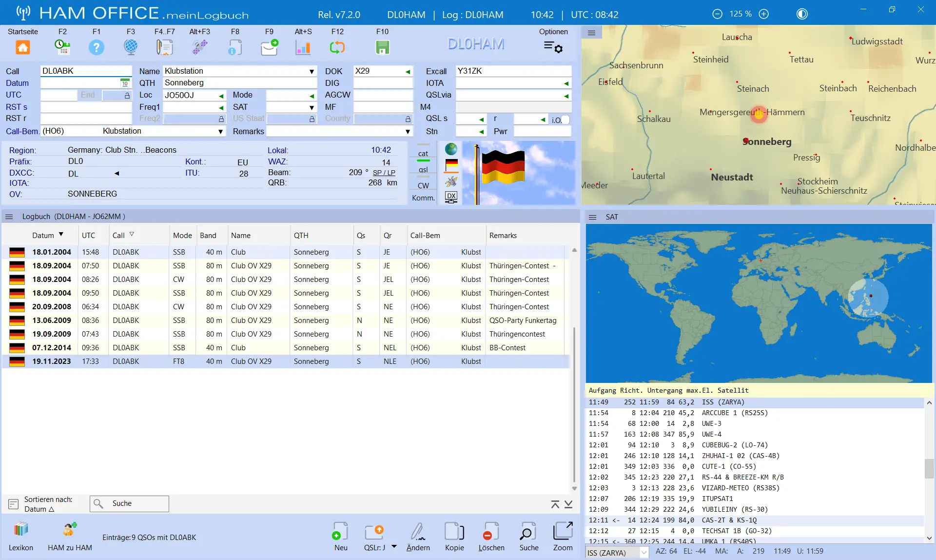 satellitenkarte bei der qso-eingabe hamoffice mein logbuch amateurfunk