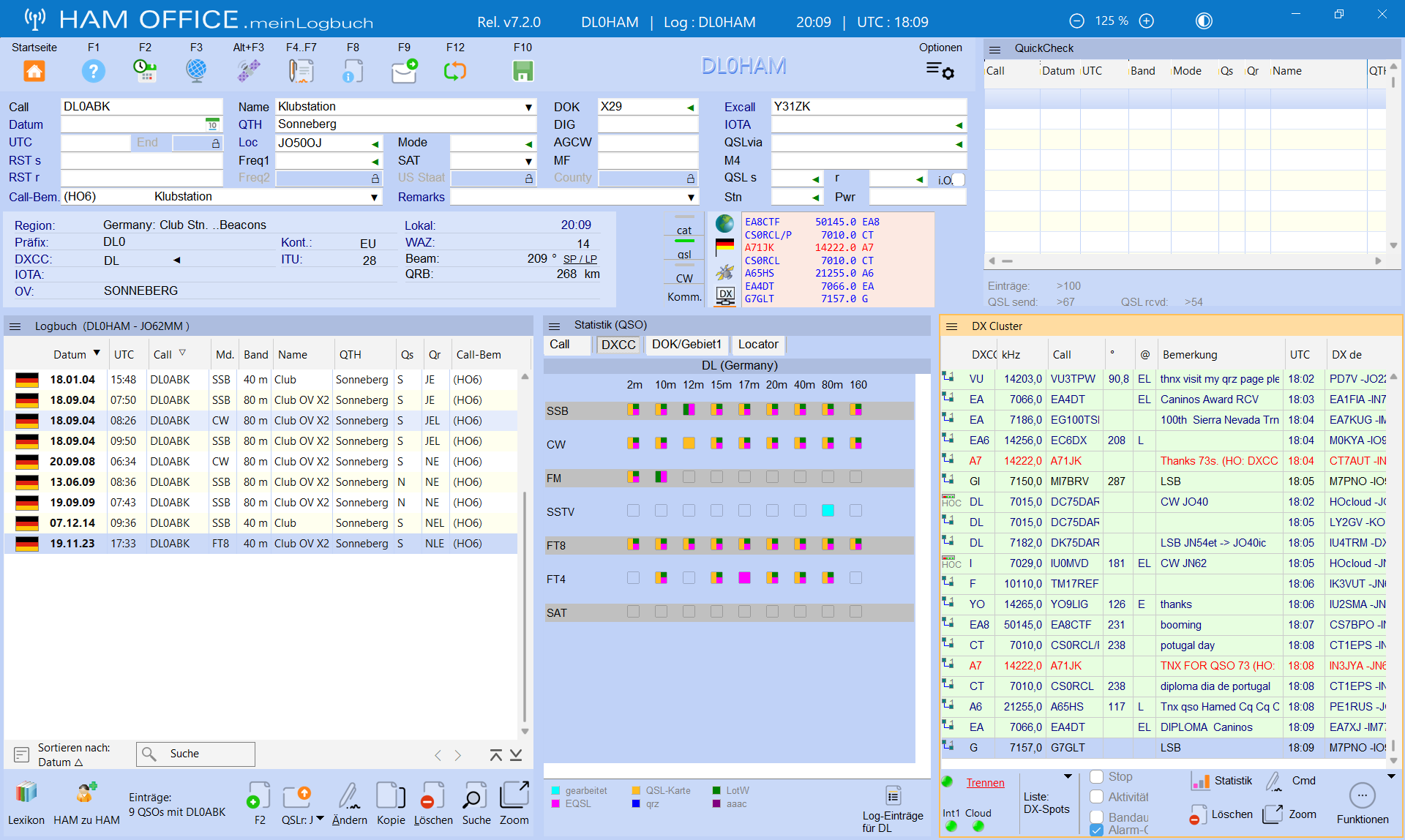 qso-eingabe quickcheck statistik dxcluster hamoffice mein amateurfunk logbuch