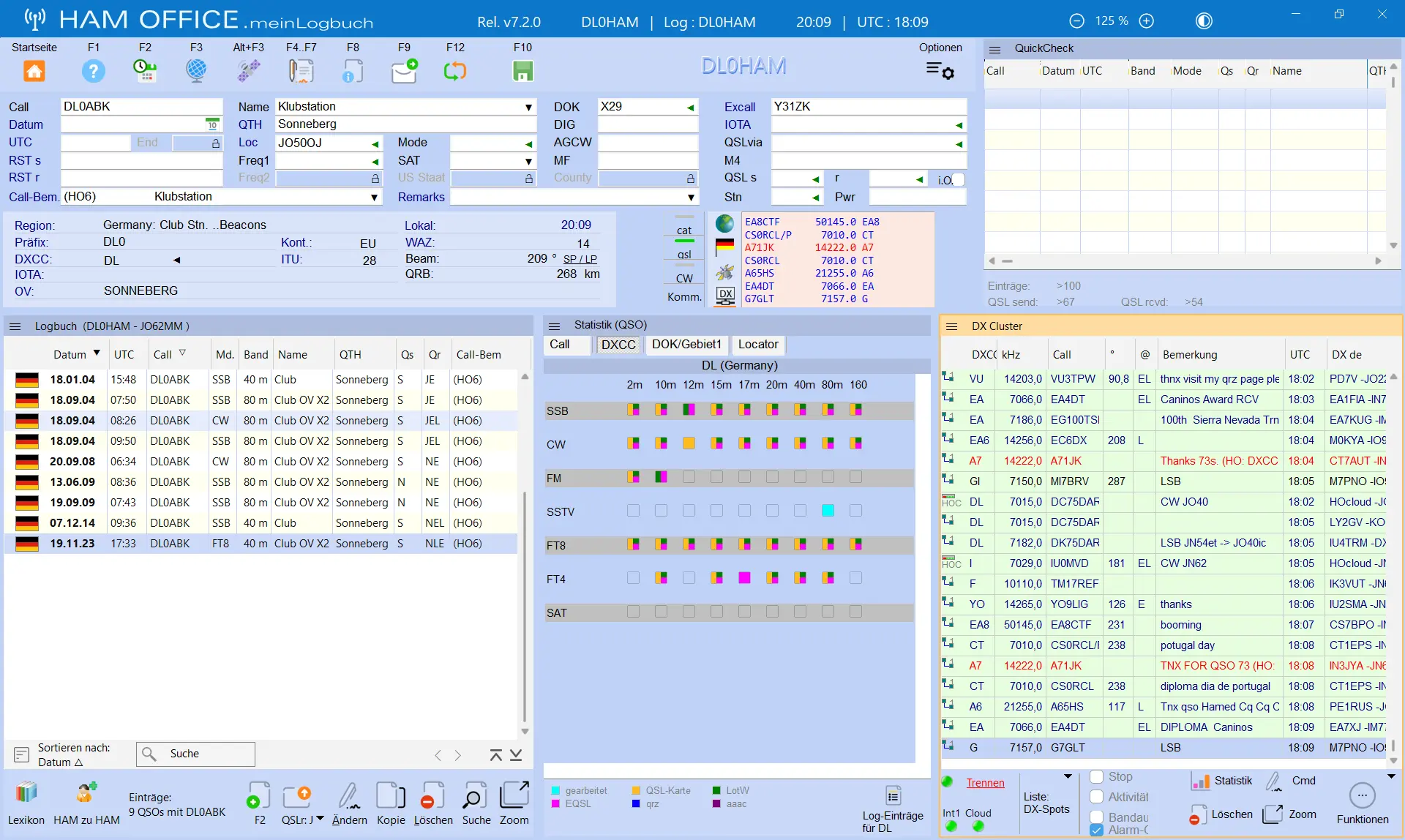 qso-eingabe quickcheck statistik dxcluster hamoffice mein amateurfunk logbuch
