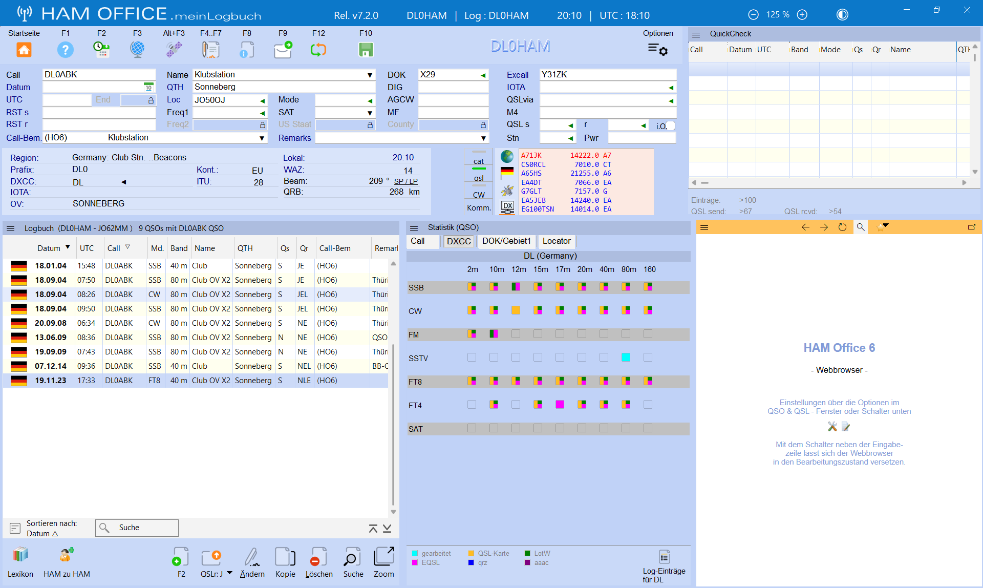 qso-eingabe quickcheck statistik webbrowser hamoffice mein amateurfunk logbuch