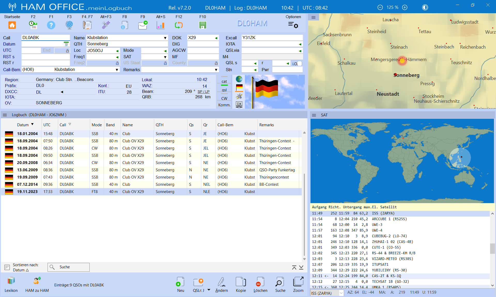 qso-eingabe weltkarte satelliten hamoffice mein amateurfunk logbuch