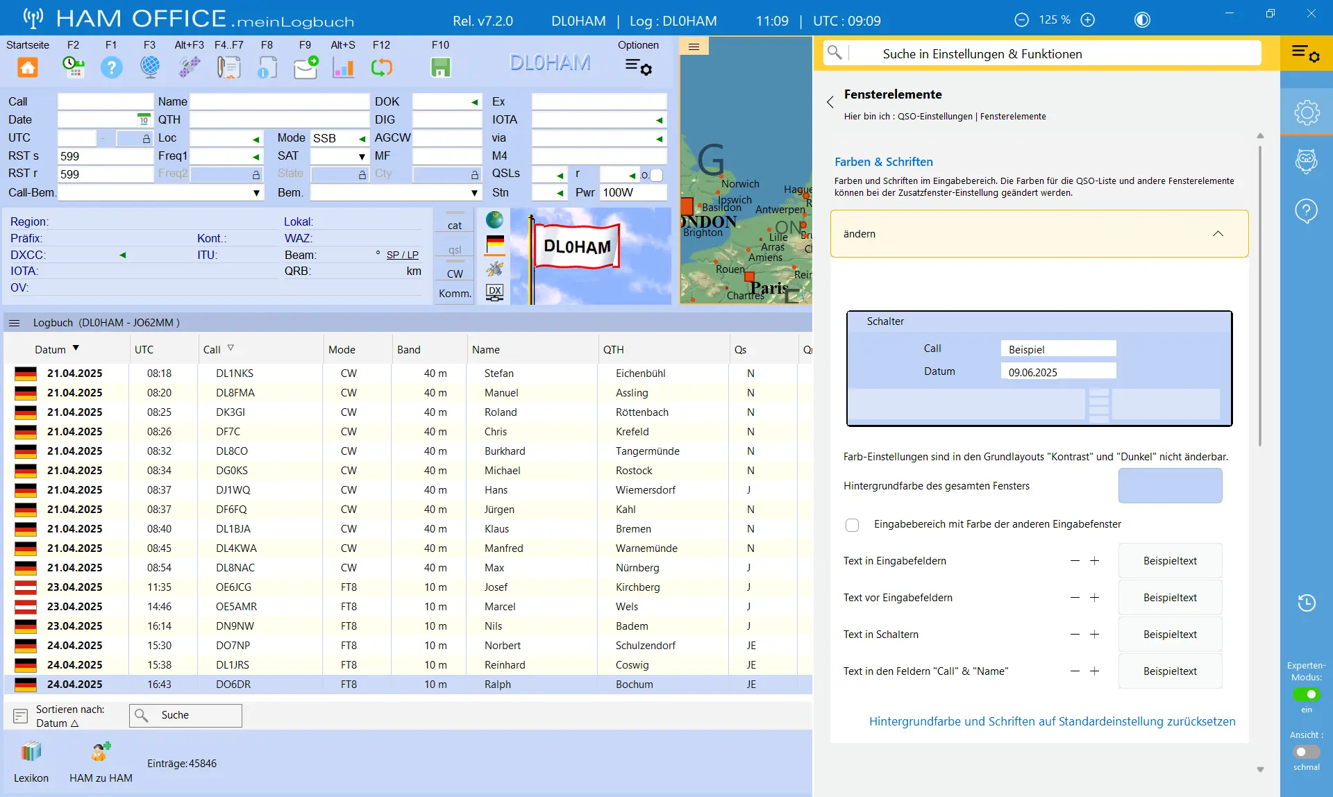 qso-eingabe farben einstellen hamoffice mein amateurfunk logbuch