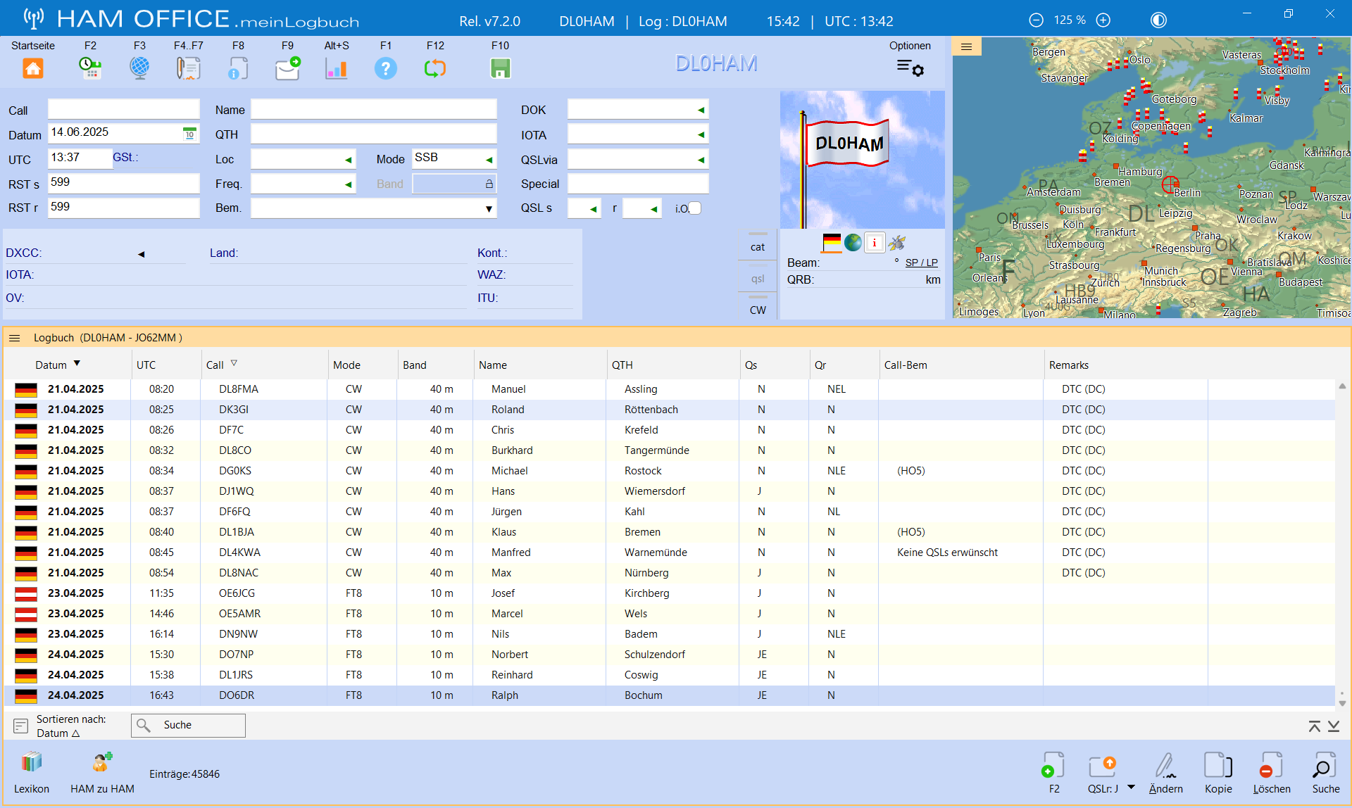 qso-eingabe easy einstellung hamoffice mein amateurfunk logbuch