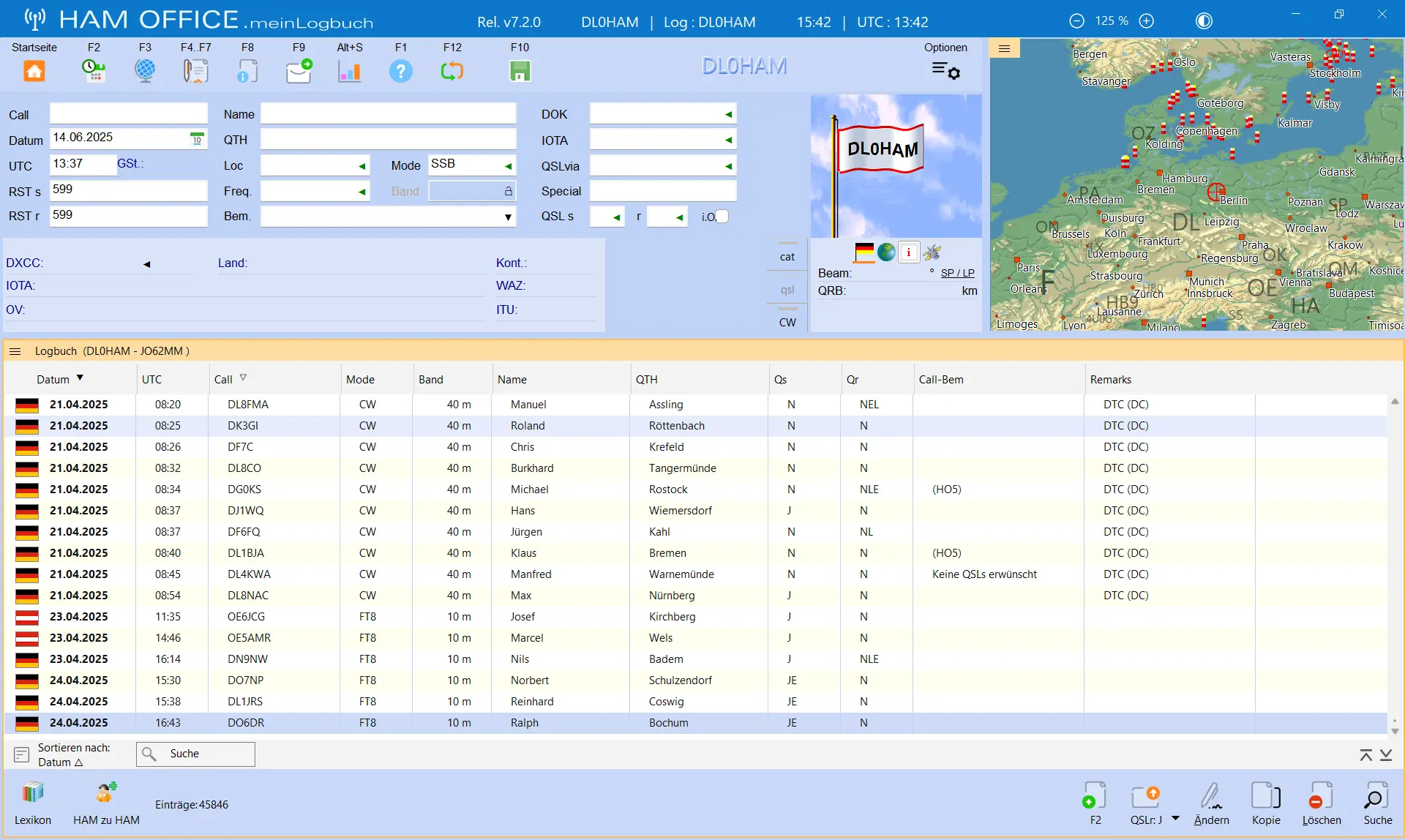 qso-eingabe easy einstellung hamoffice mein amateurfunk logbuch