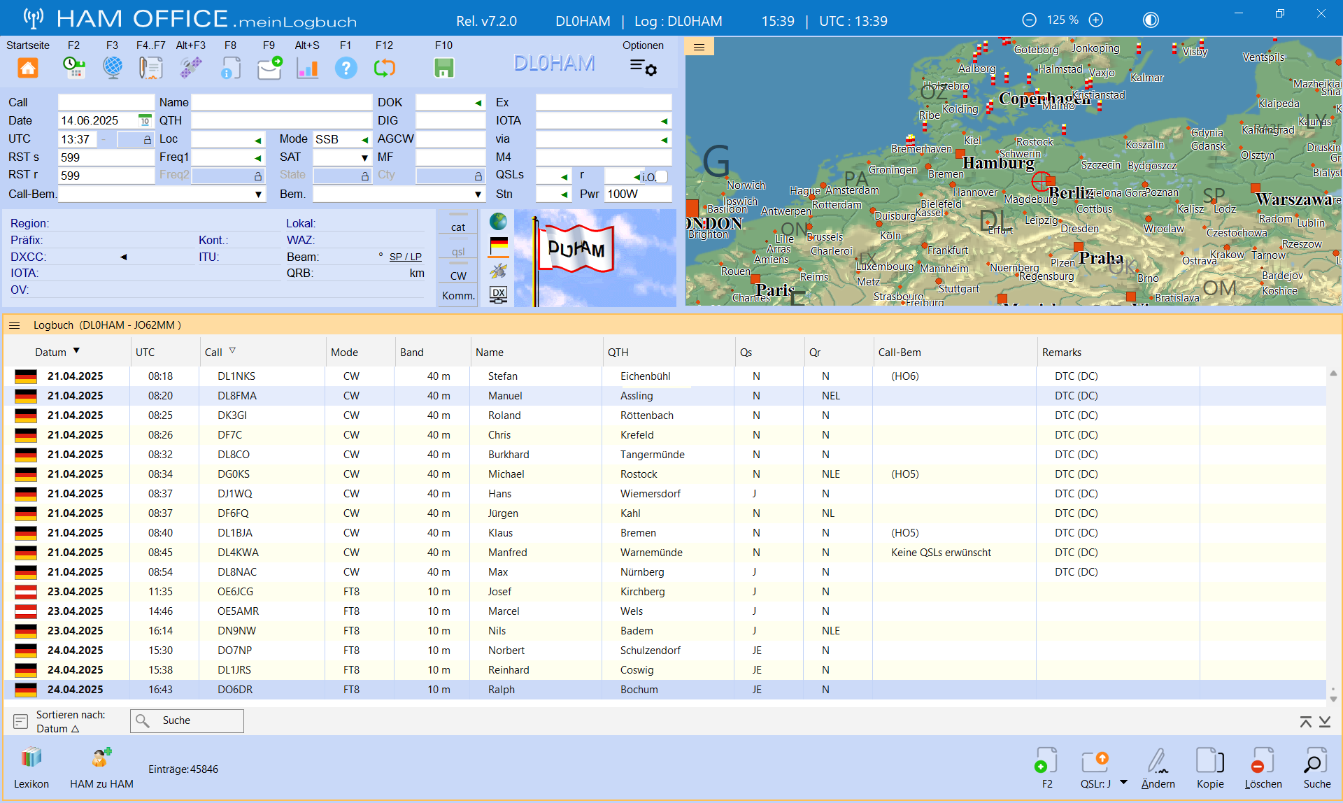 qso-eingabe standardeinstellung hamoffice mein amateurfunk logbuch
