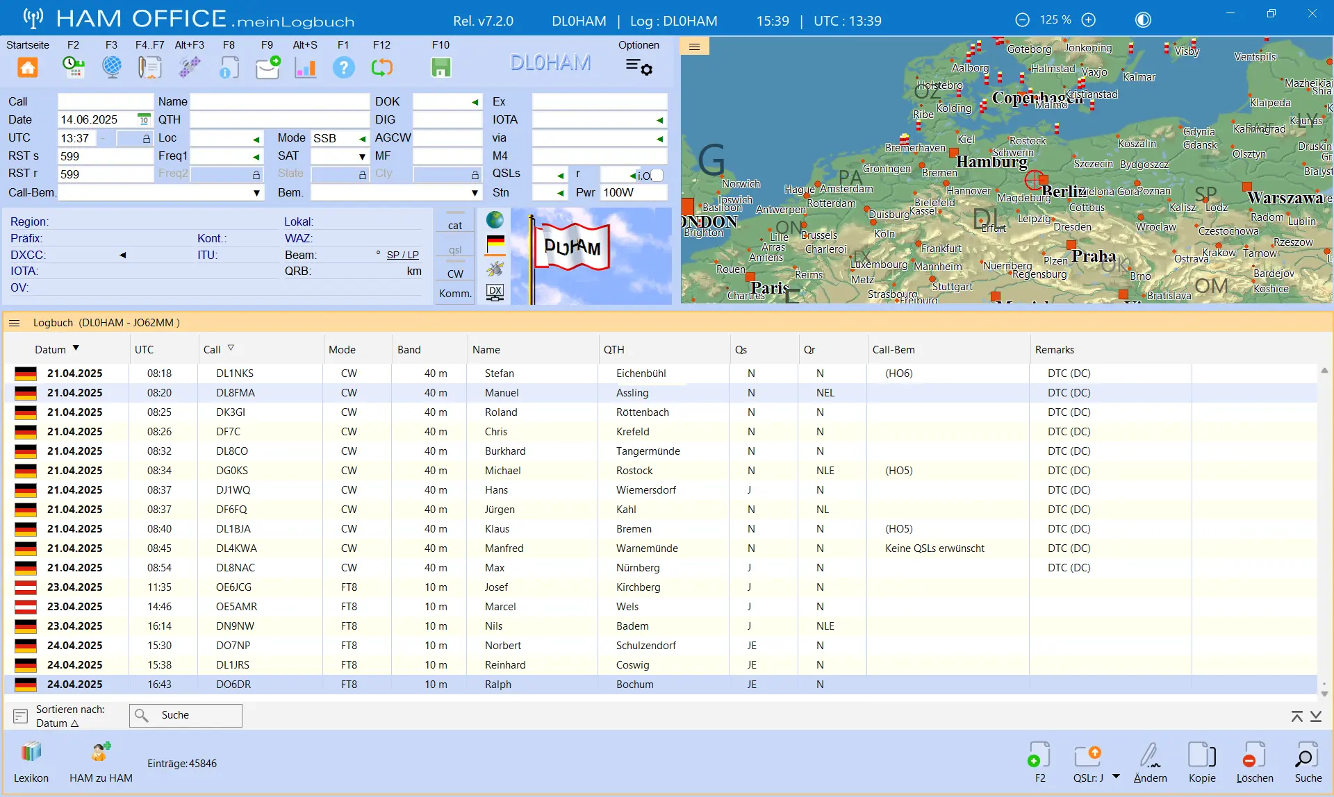 qso-eingabe standardeinstellung hamoffice mein amateurfunk logbuch