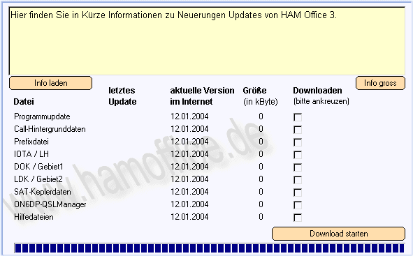 Updateverwaltung Info Hamoffice mein Amateurfunk Logbuch