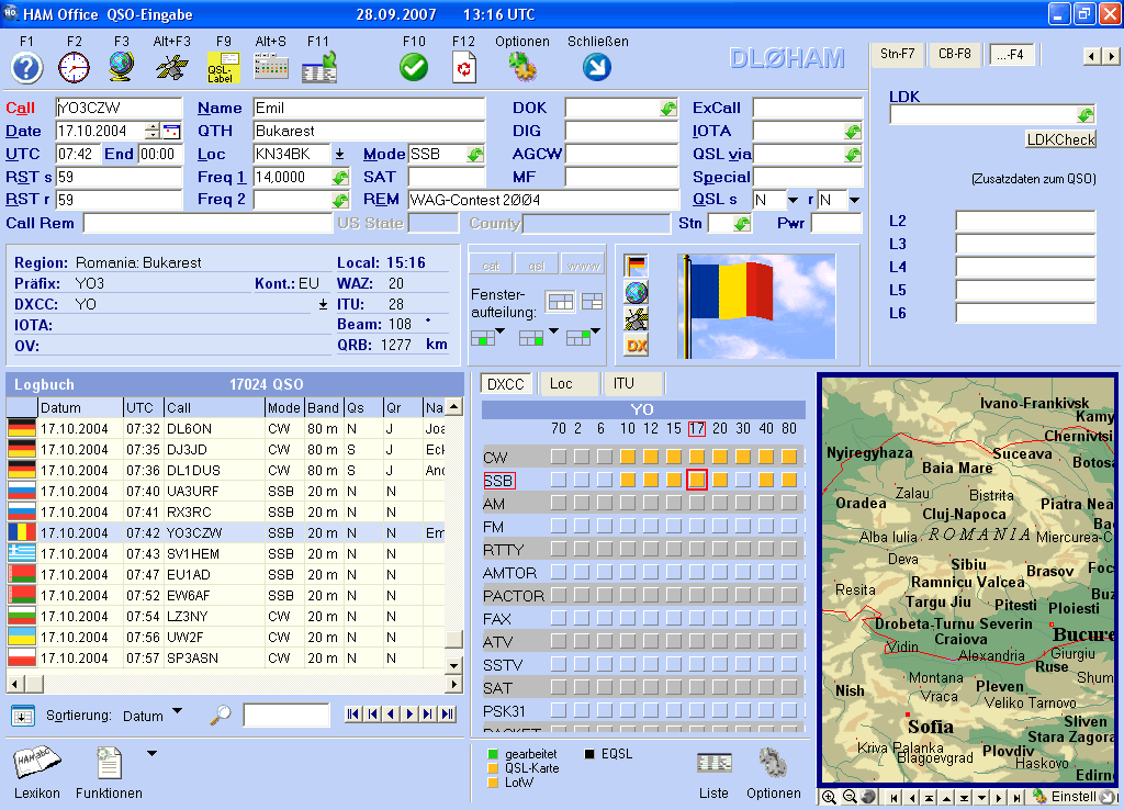 QSO-Eingabe mit weiterem Zusatzfenster