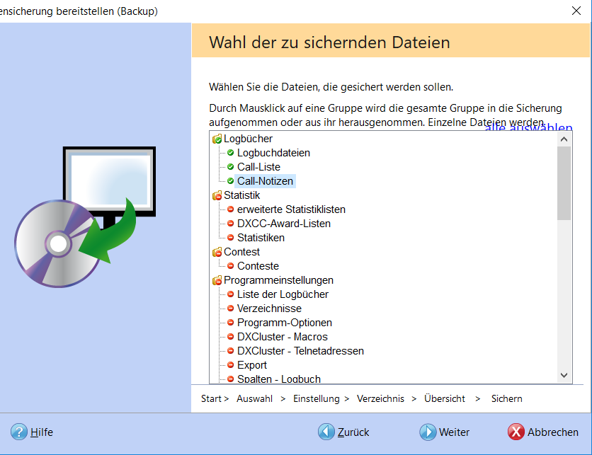 Backup Einzelne Dateien