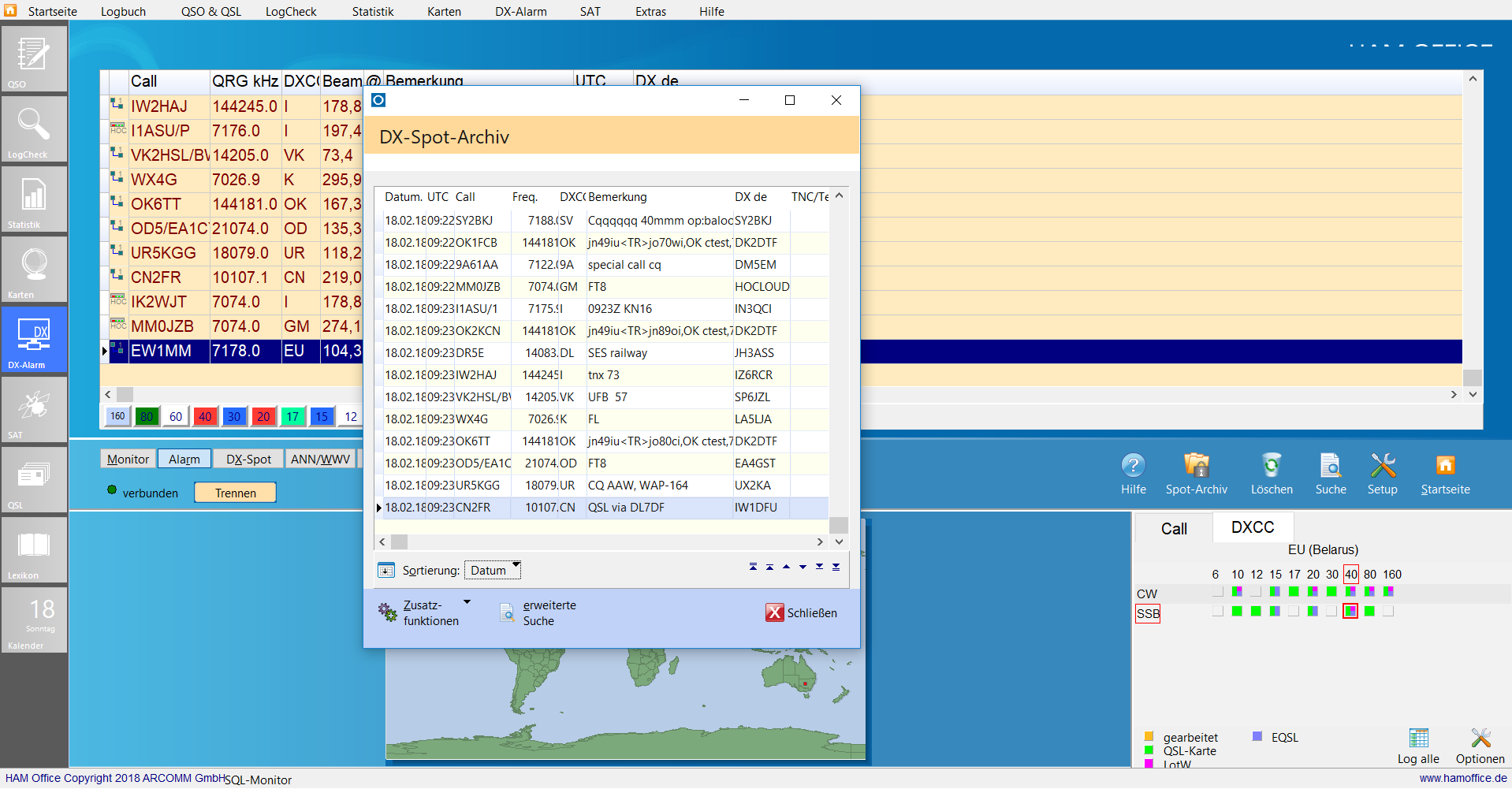 dx-cluster dx-spot-archiv hamoffice mein amateurfunk logbuch