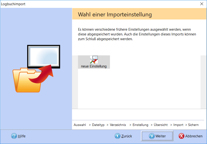 Logbuchimport Einstellung laden