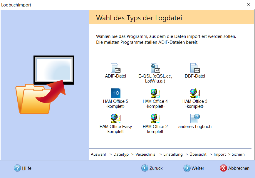 Logbuchimport Auswahlder Importart DBF