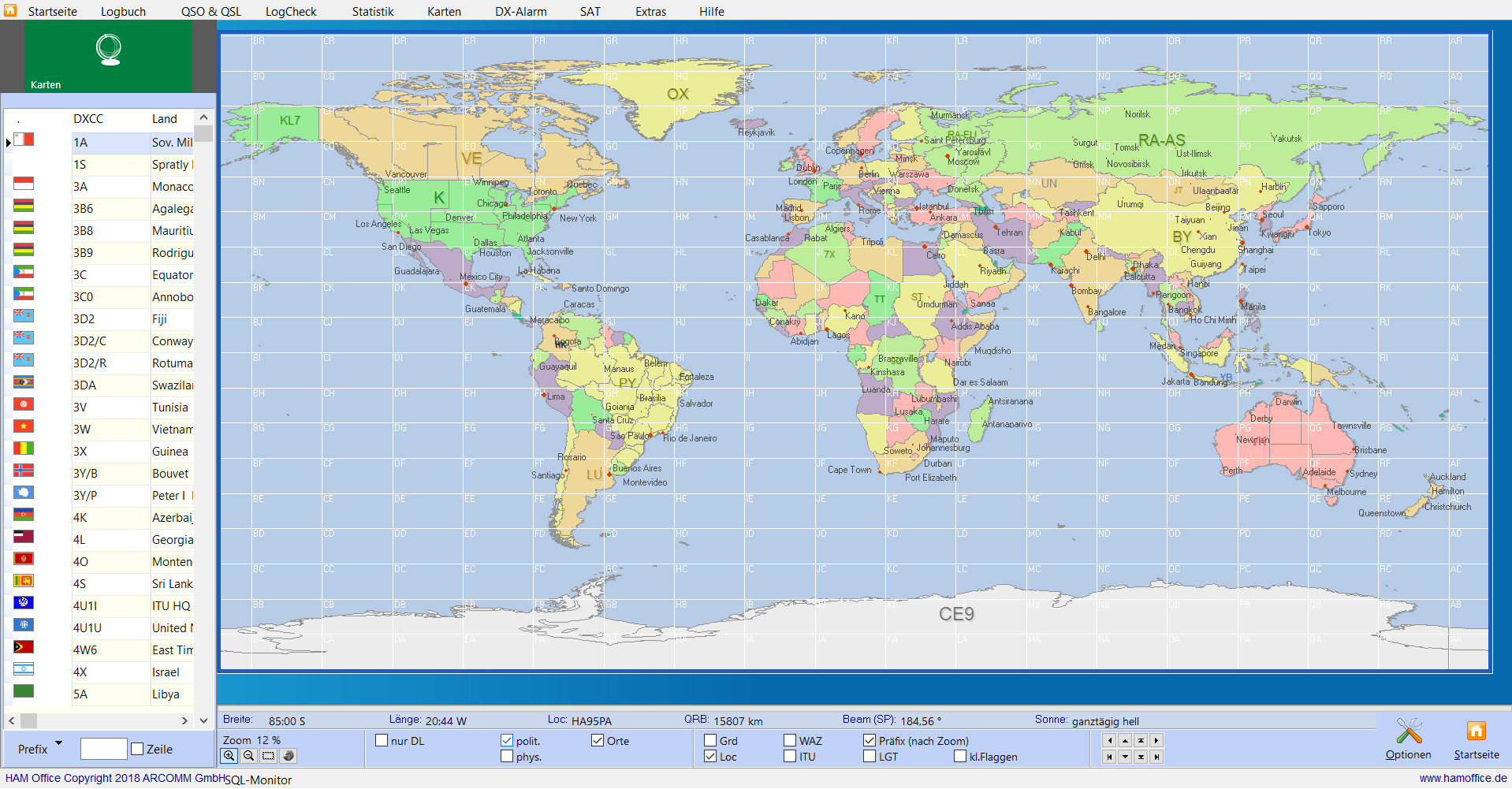 weltkarte locatornetz hamoffice mein amateurfunk logbuch