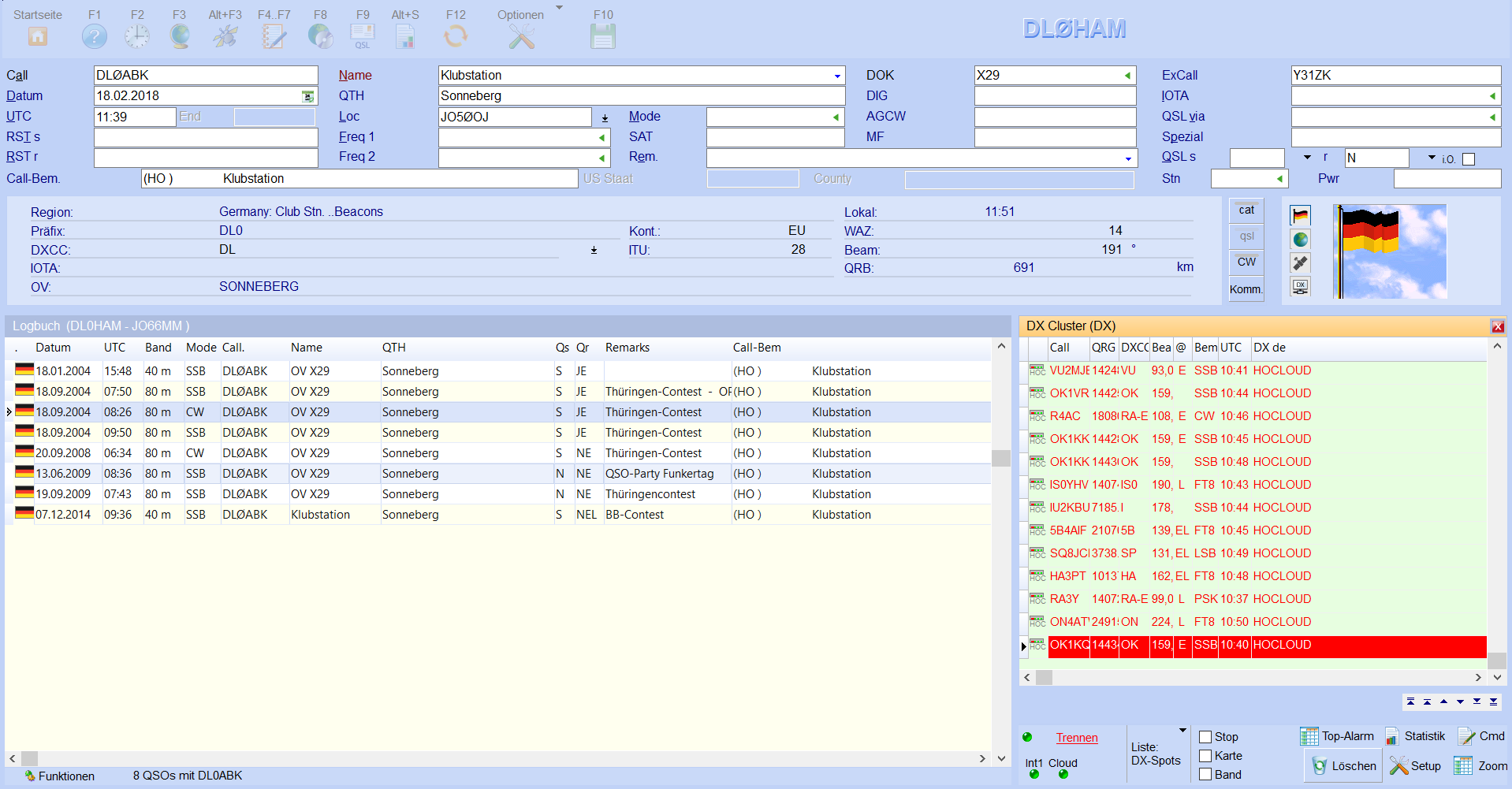 qso-eingabe mit dx-cluster hamoffice mein amateurfunk logbuch