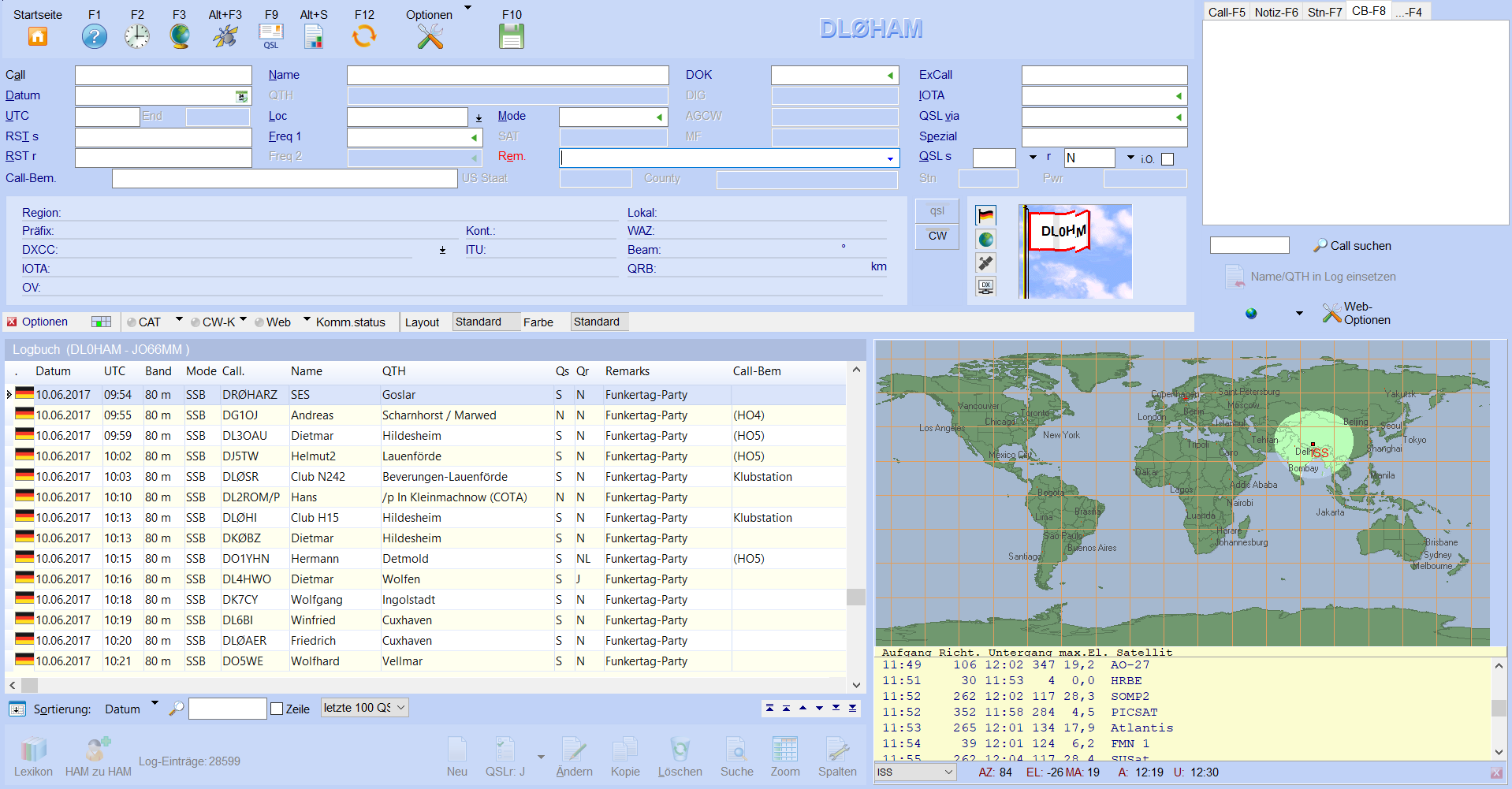 satellitenkarte bei der qso-eingabe hamoffice mein logbuch amateurfunk