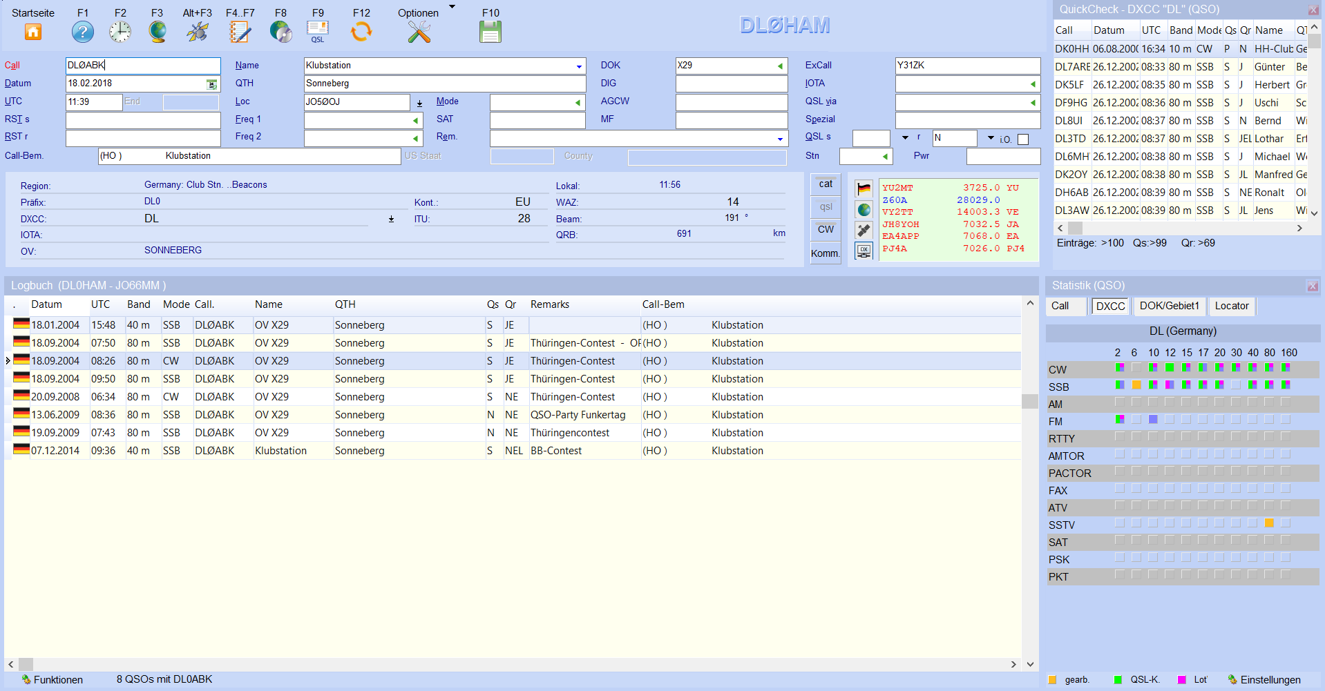 qsoeingabe-einteilung quickcheck log statistik hamoffice mein amateurfunk logbuch