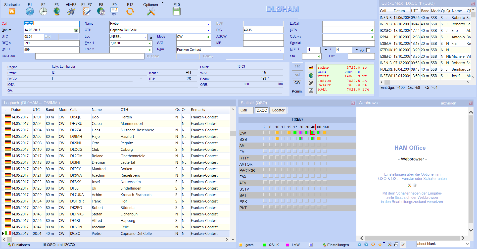 qso-eingabe quickcheck statistik webbrowser hamoffice mein amateurfunk logbuch