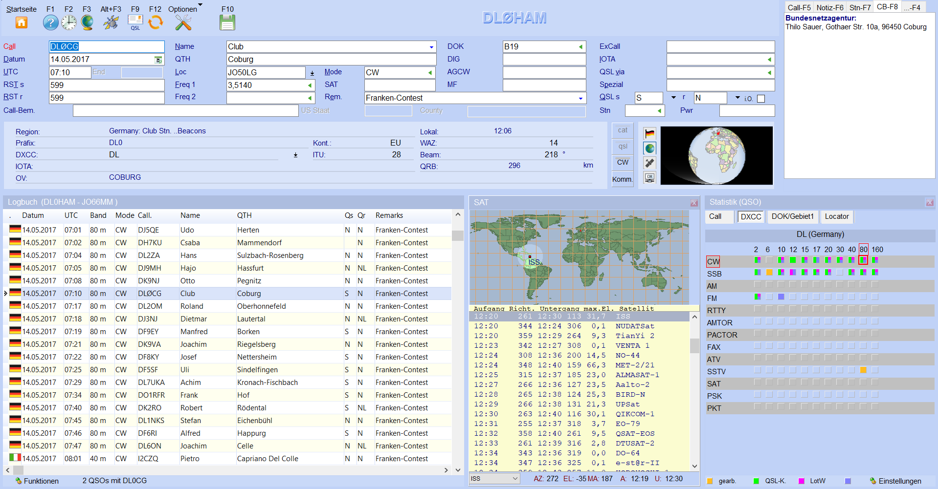 qso-eingabe satelliten statistik hamoffice mein amateurfunk logbuch