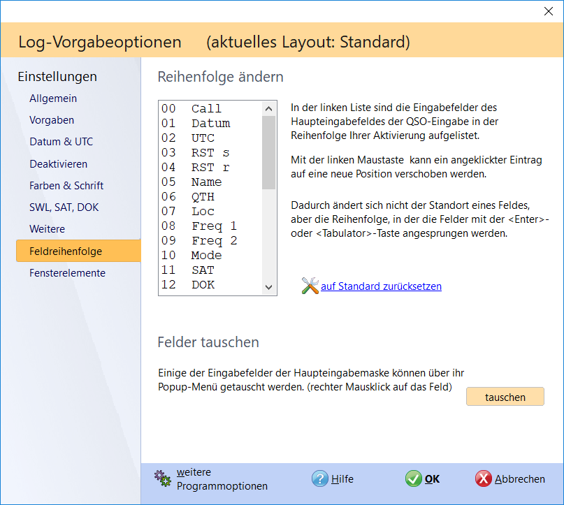 qso-eingabe reihenfolge der eingabefenster hamoffice mein logbuch amateurfunk