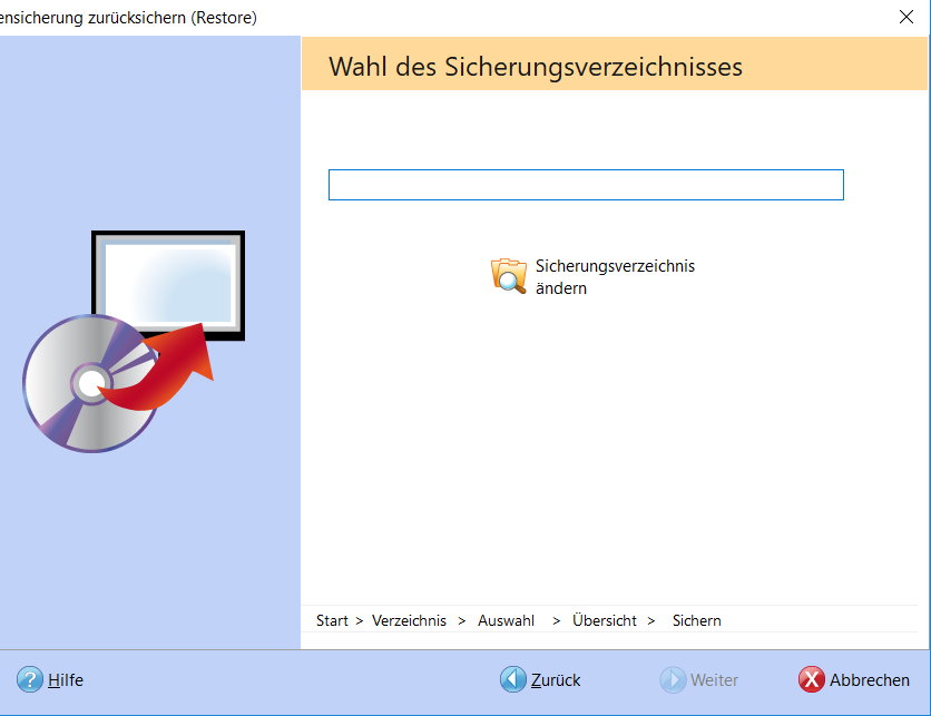 Datensicherung Restore Verzeichnis