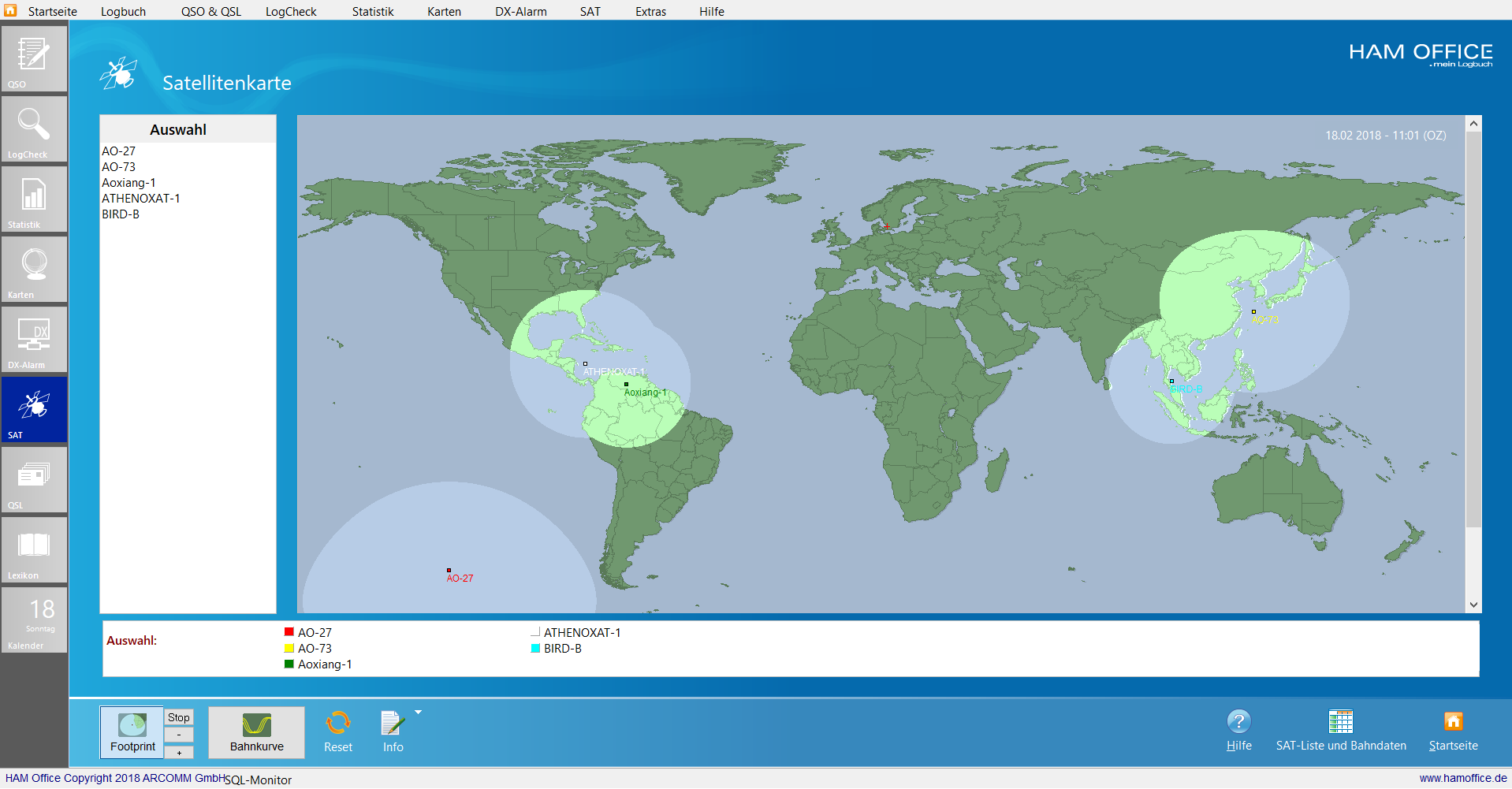 satellitenkarte mehrere satelliten hamoffice mein amateurfunk logbuch