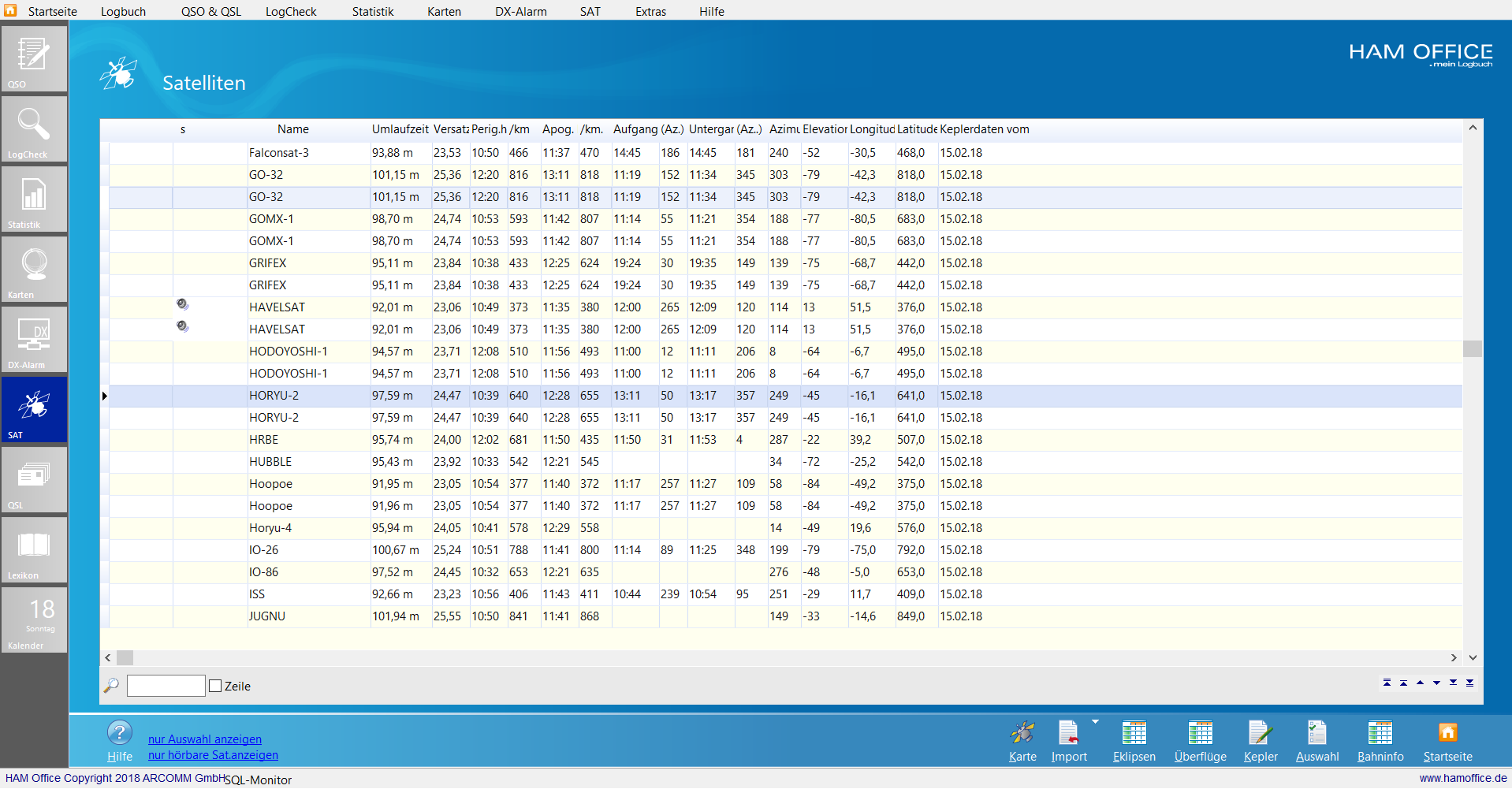 satelliten-liste hamoffice mein amateurfunk logbuch