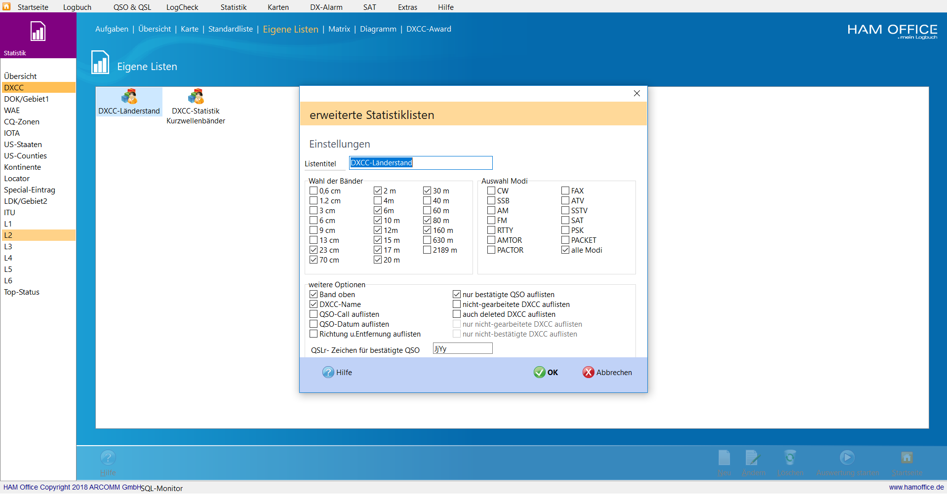 qso-auswertung erweiterte statistik hamoffice mein amateurfunk logbuch