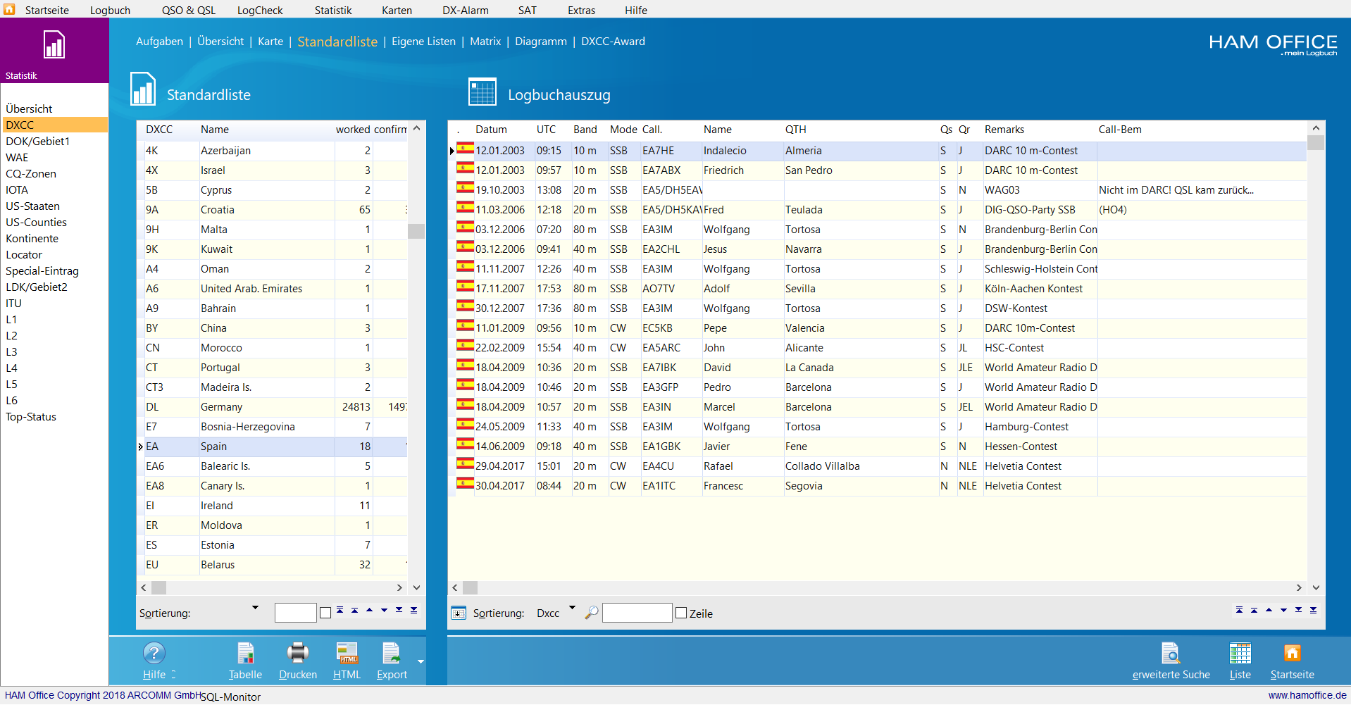 QSO-Auswertung mit Logliste