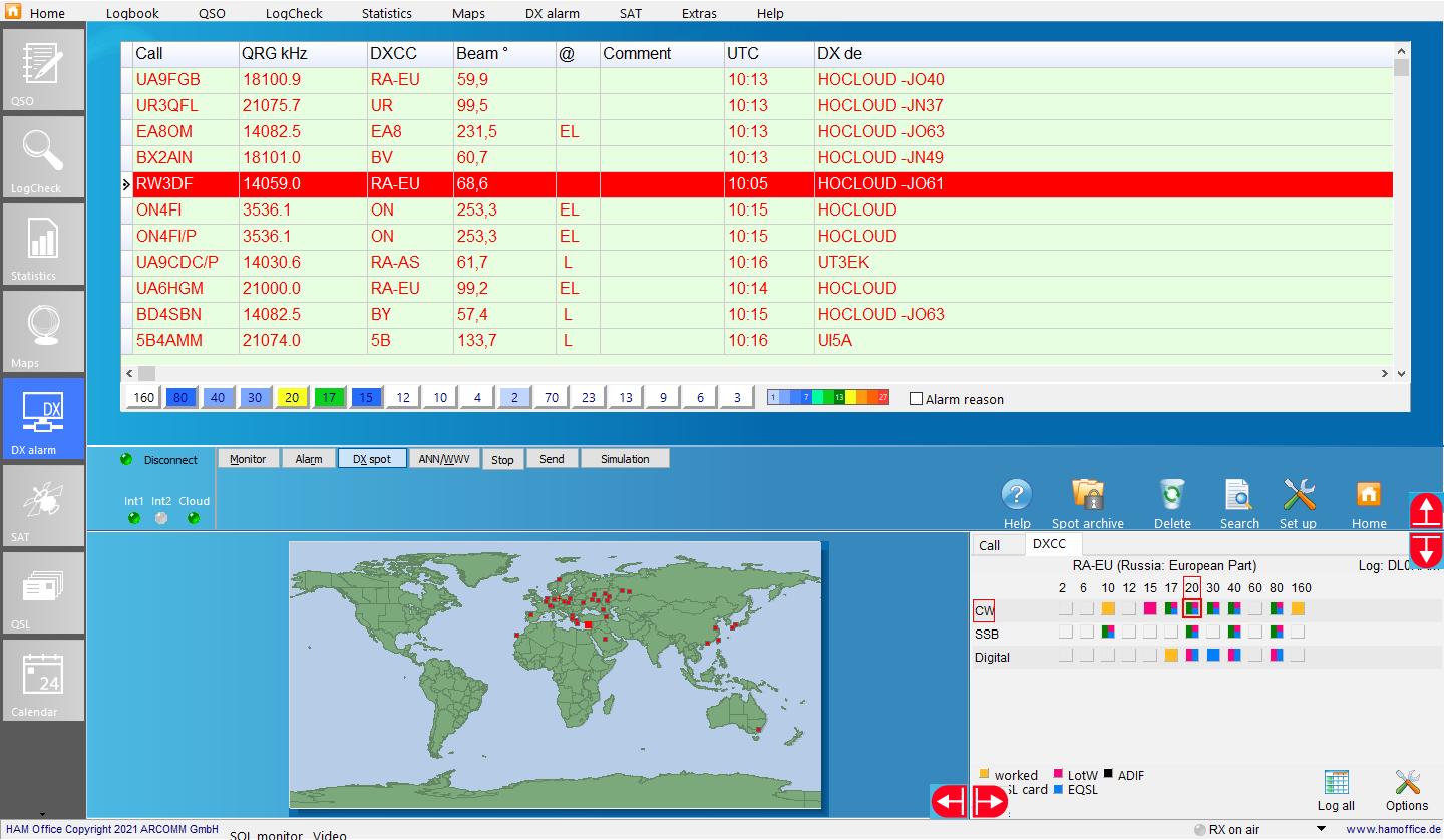 dx-cluster dx-spot-view hamoffice my amateurradio logbook