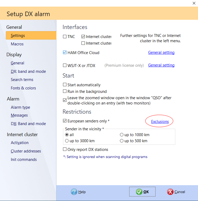 dx cluster exclusions