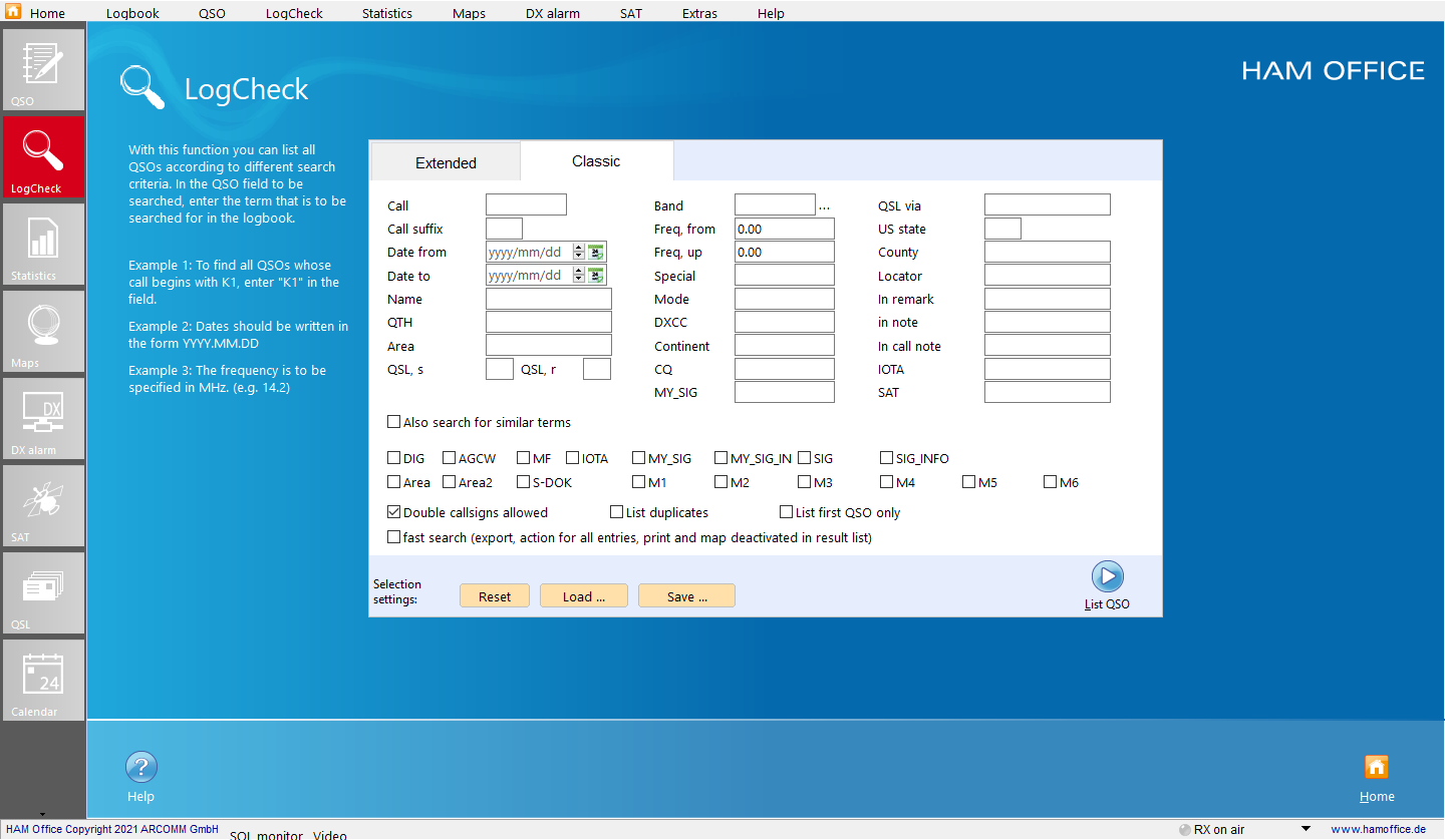 QSO-Check classic query Hamoffice my Amateur radio Logbook