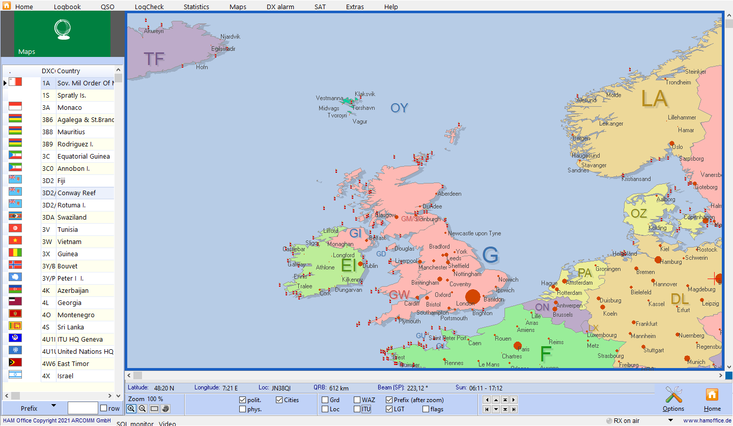 world map lighthouse-view hamoffice my amateur radio logbook