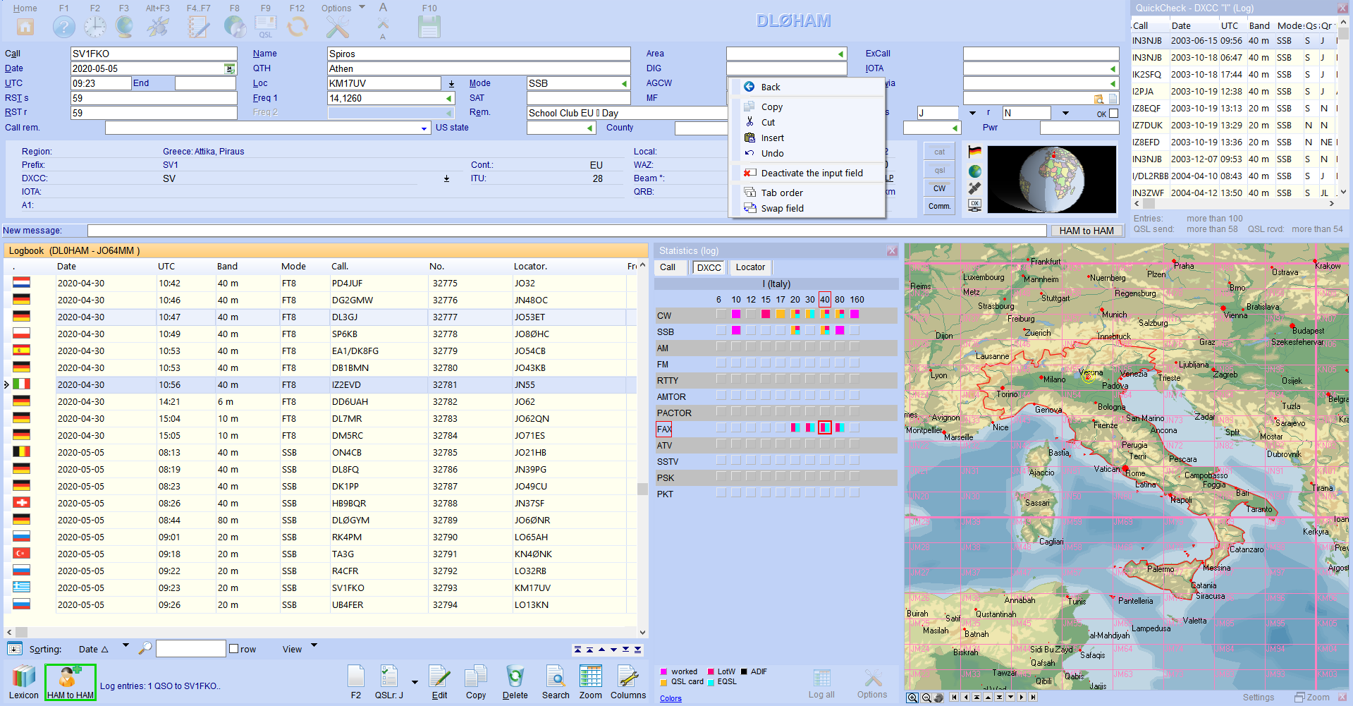 qsoinput menu for fields hamoffice my amateur radio logbook