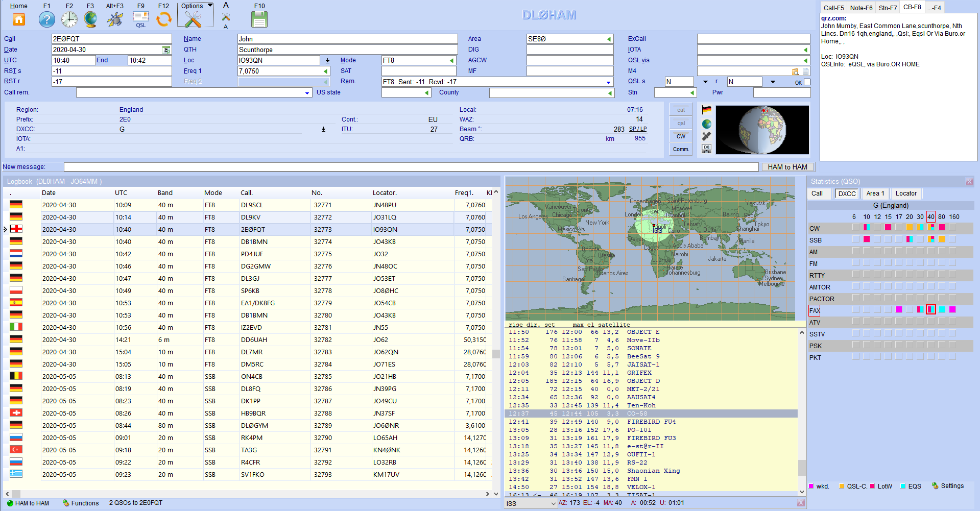 qso-input stellites staistics hamoffice my amateur radio logbook