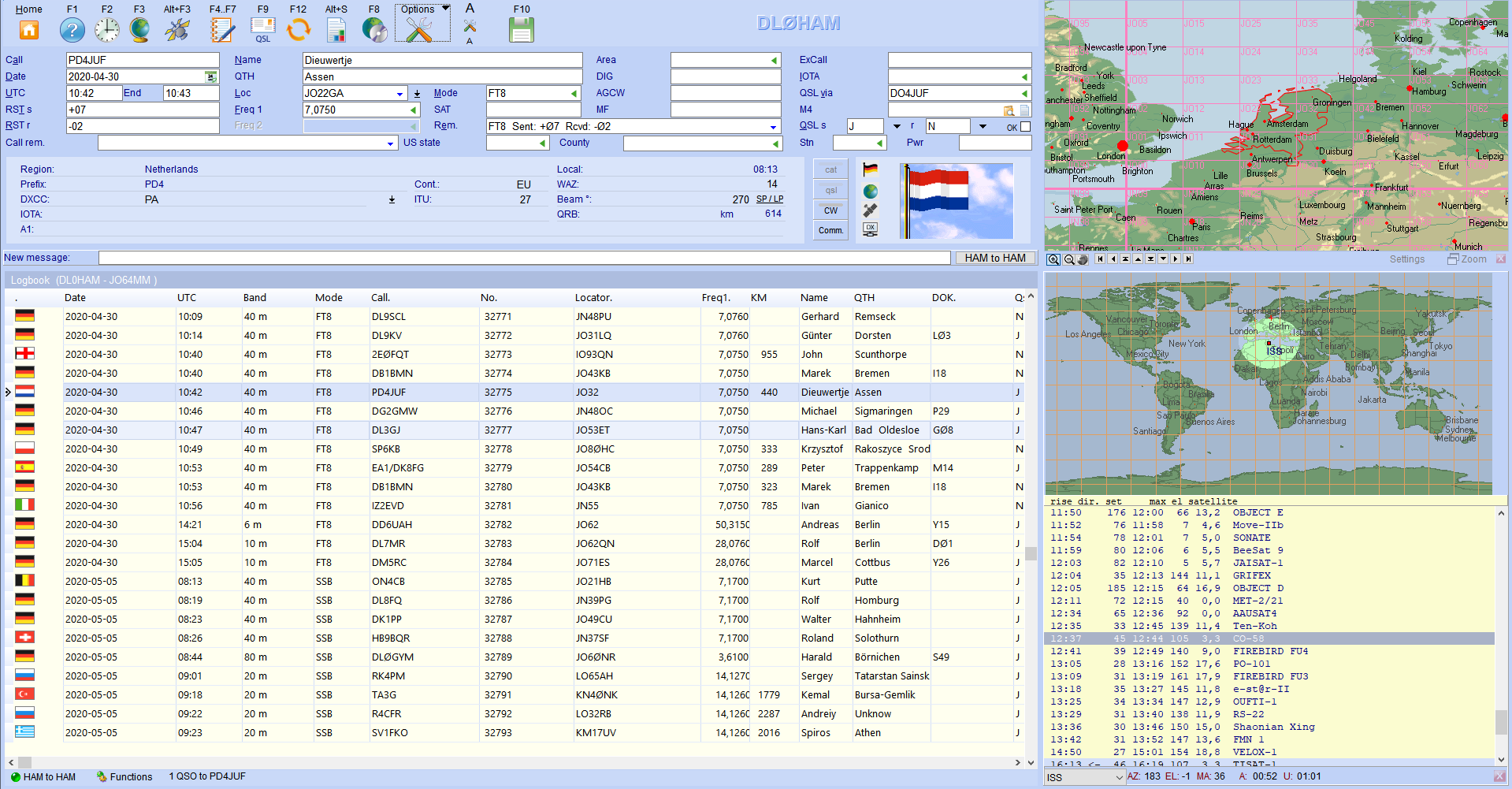 qso-input worldmap satellits hamoffice my amateur radio logbook