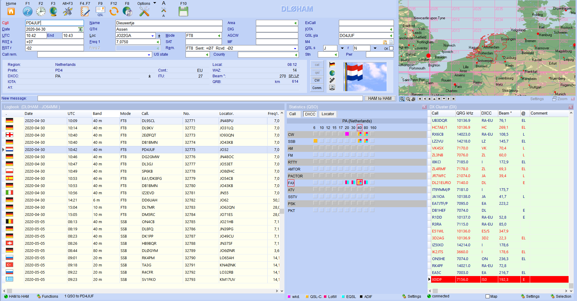 qso-input worldmap dxcluster hamoffice my amateur radio logbook