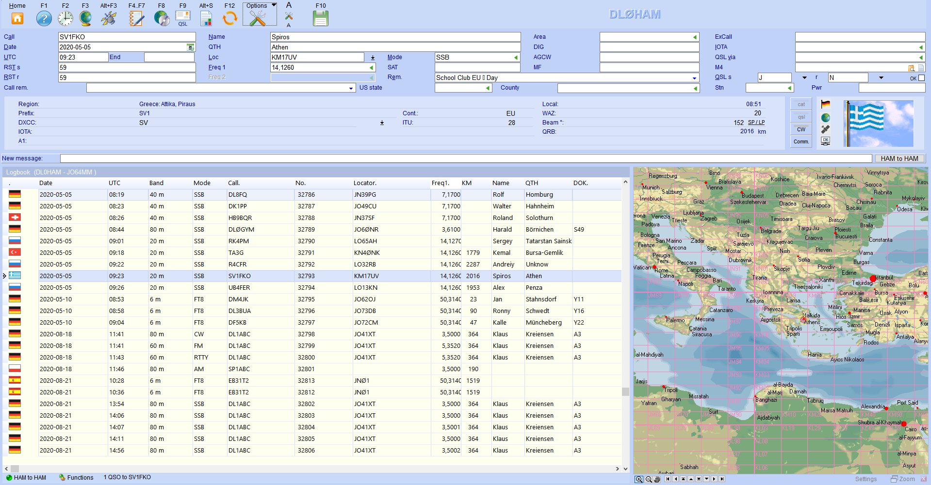 qsoinput with map hamoffice my amateur radio logbook