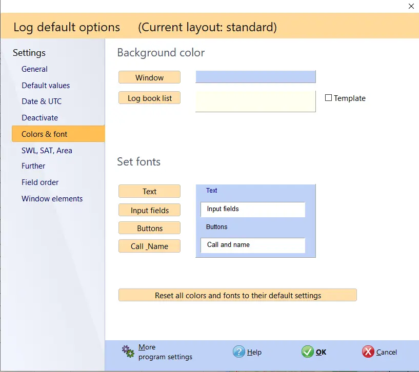 qso-input colors setting hamoffice my logbook amateur radio