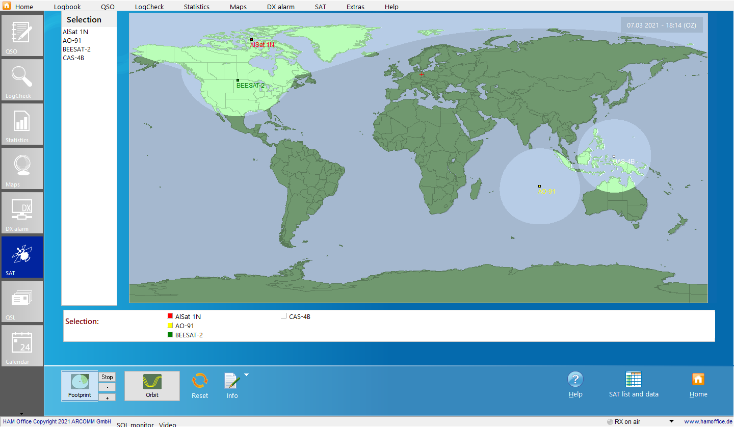 satellite map several satellits hamoffice my amateur radio logbook