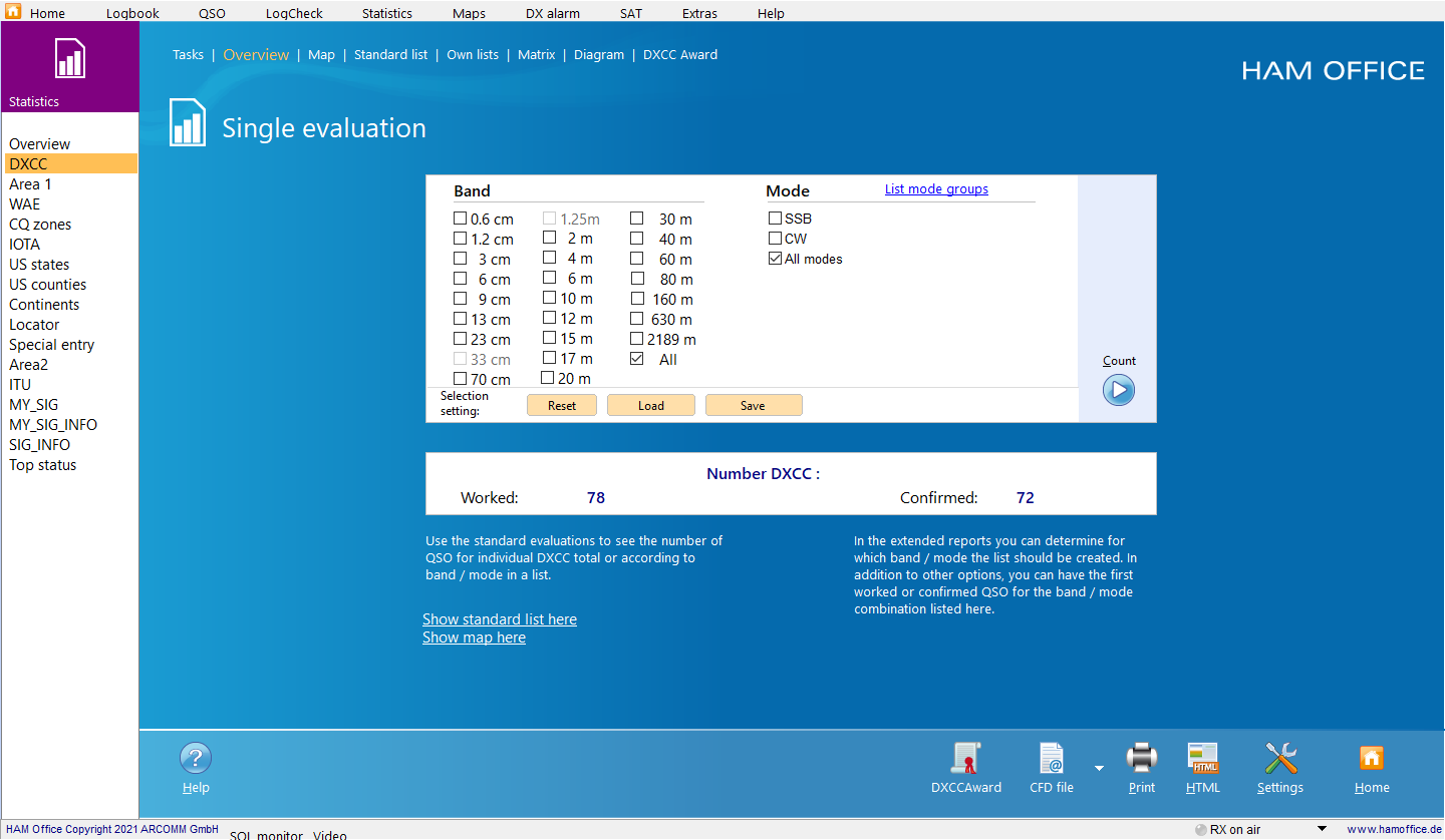 QSO-evaluations individual modes hamoffice my amateur radio logbook