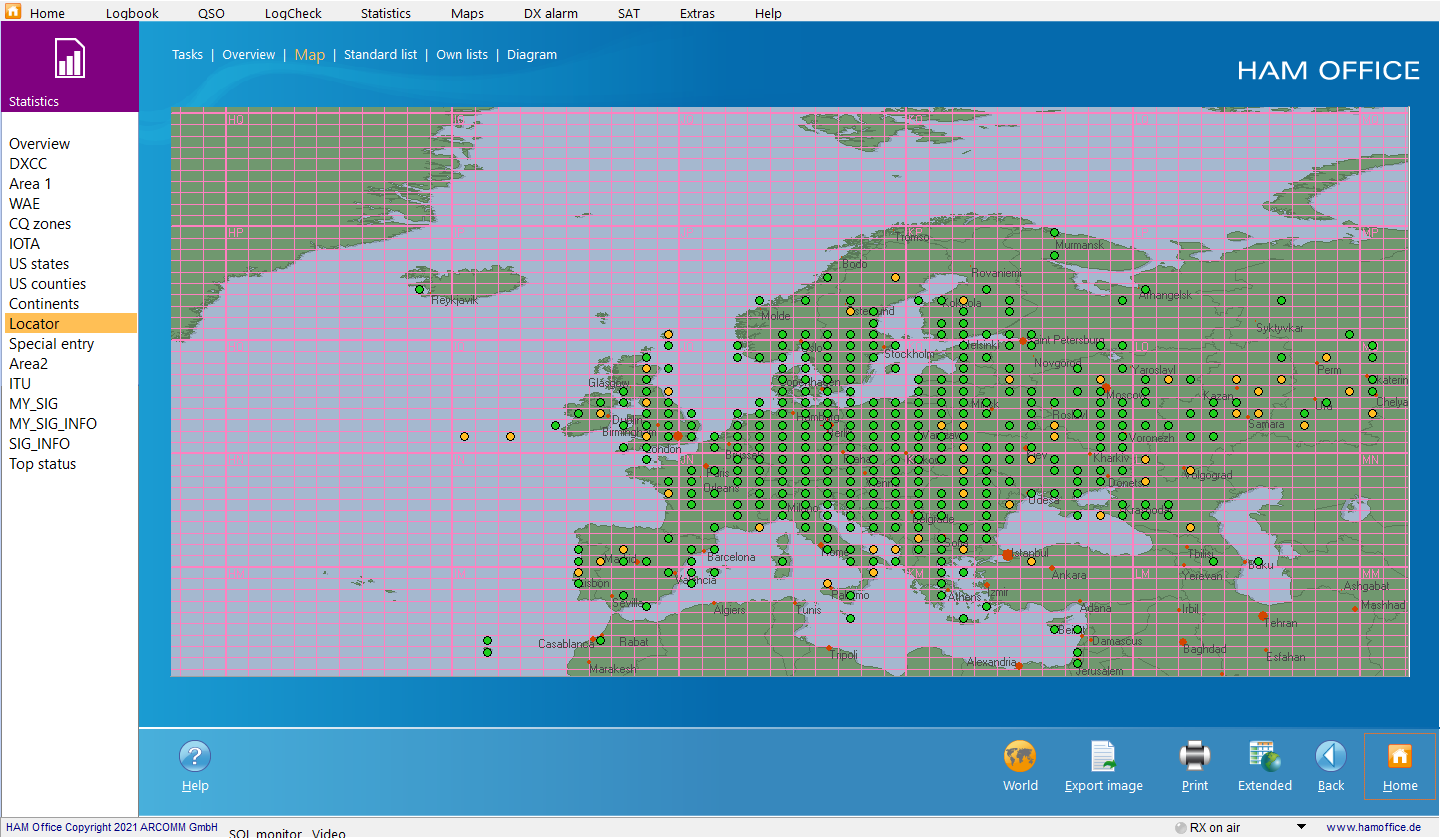 qso-evaluations locator-map EU hamoffice my amateur radio logbook