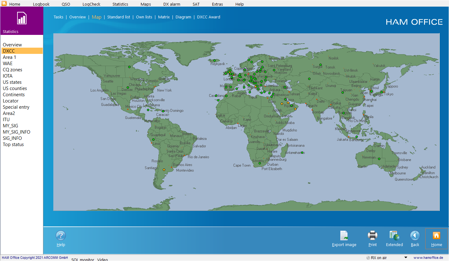 qso-evaluations dxcc-map hamoffice my amateur radio logbook