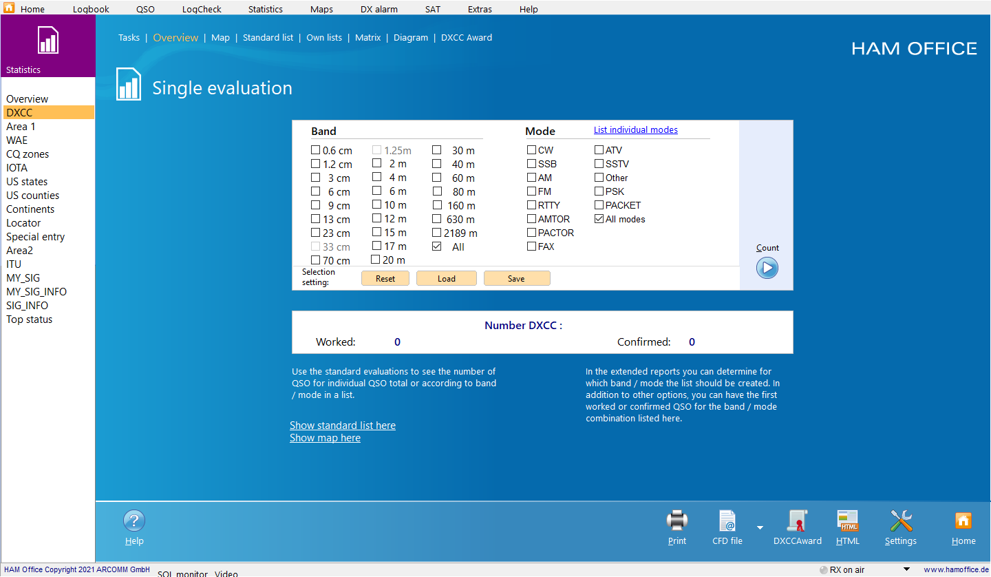 QSO-evaluation single statistics hamoffice my amateur radio logbook